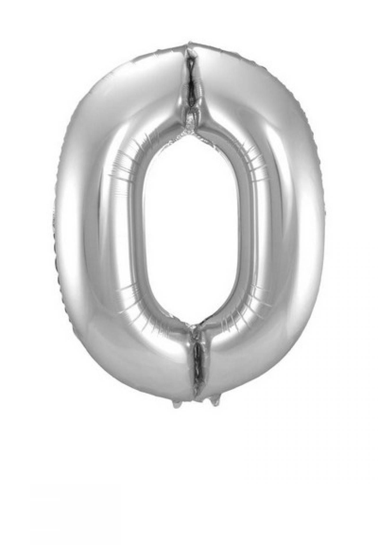 Pallone foil 34" - 86 cm Numero 0 Argento Silver