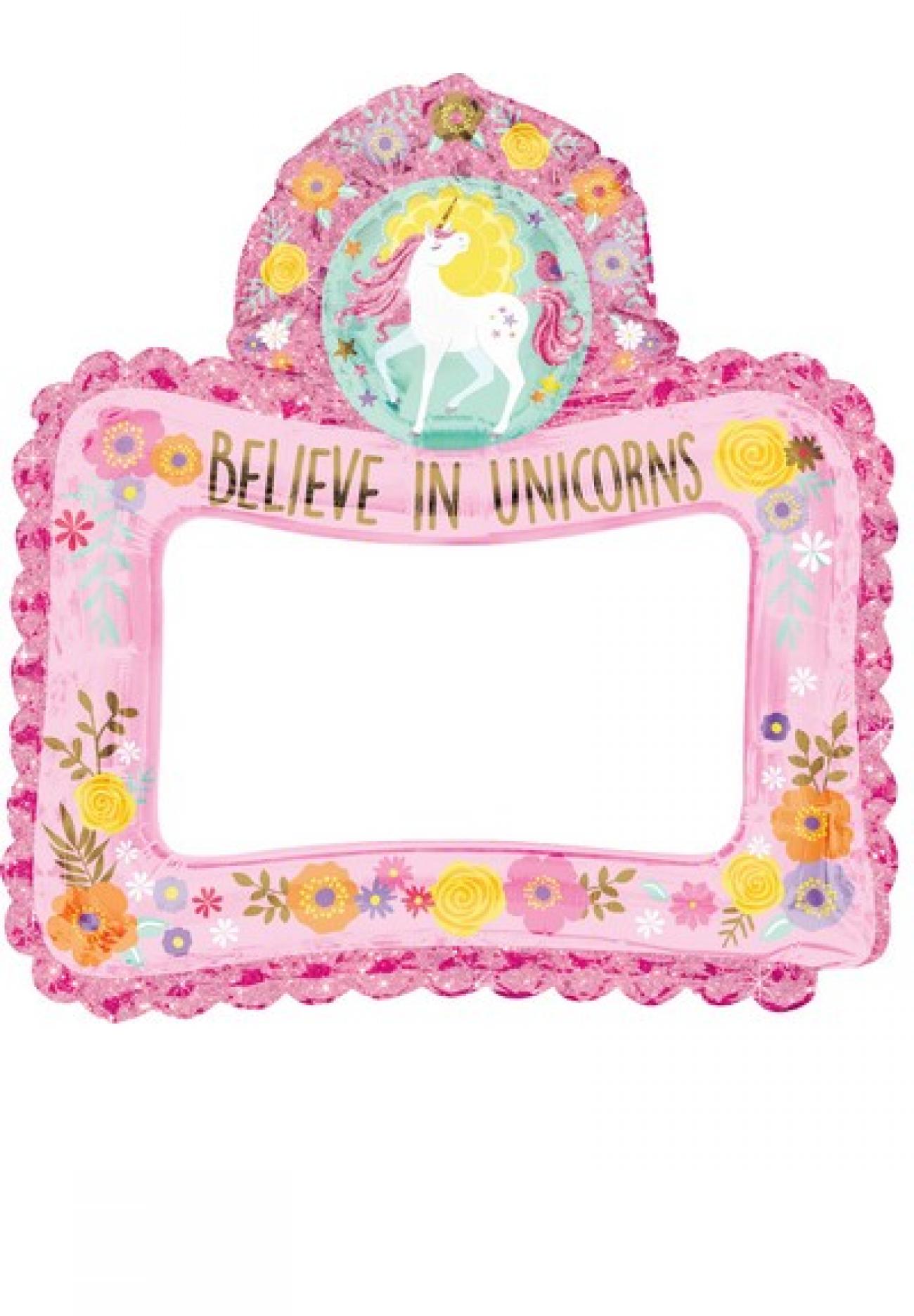 Pallone foil Selfie Frame 66 x 68 cm Magical Unicorn