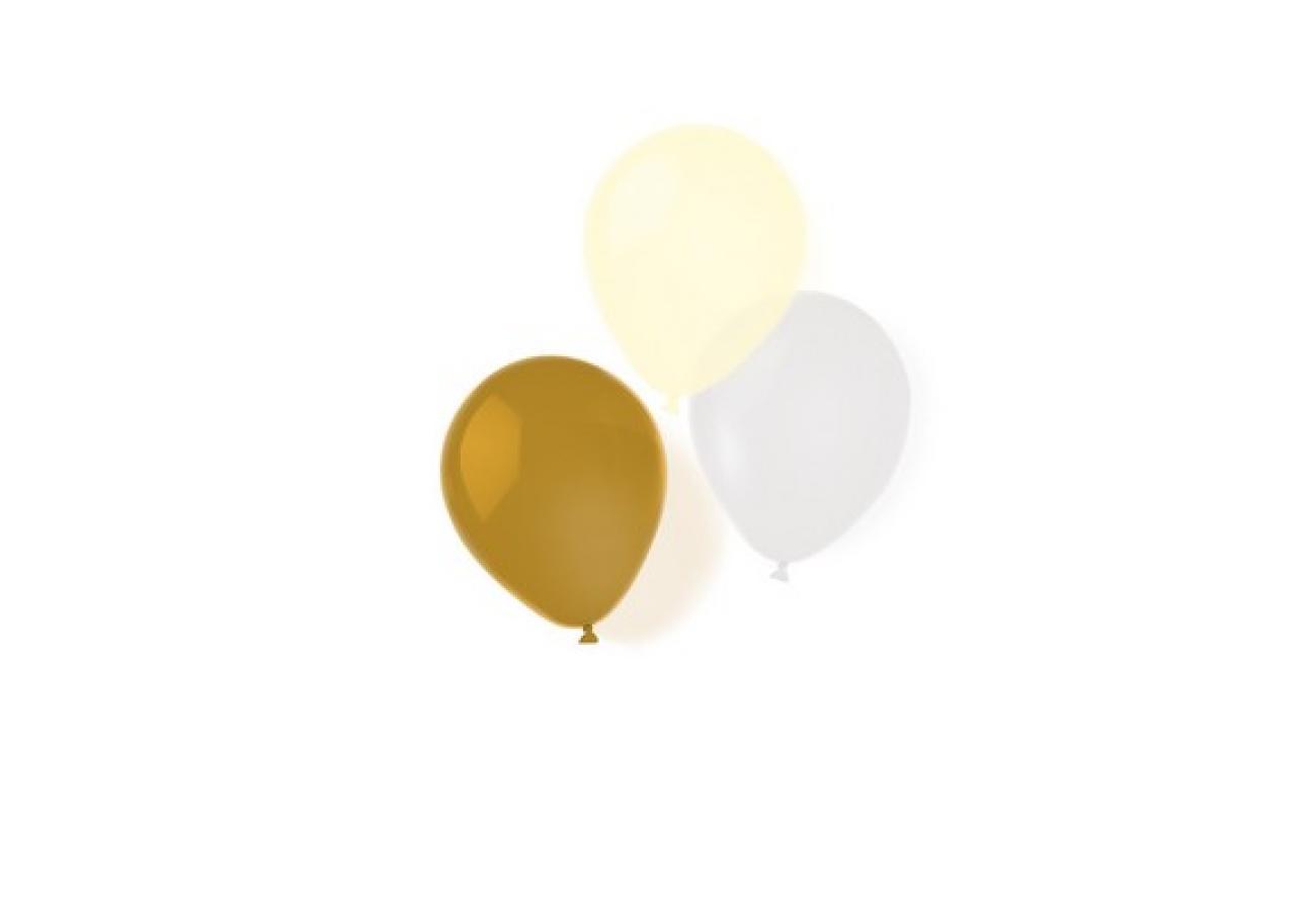 8 Latex Balloons Gold Brush 25,4 cm/10"