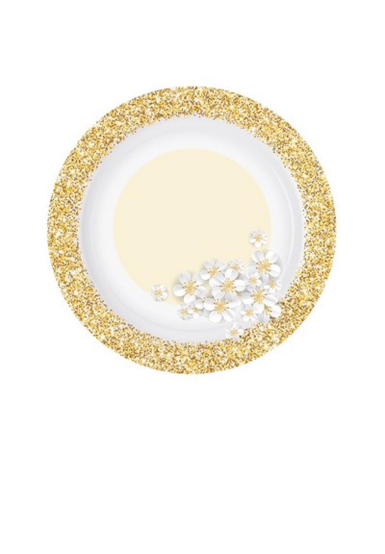 Piatto carta ? 18 cm Glitter Oro Fiori - 8 pezzi