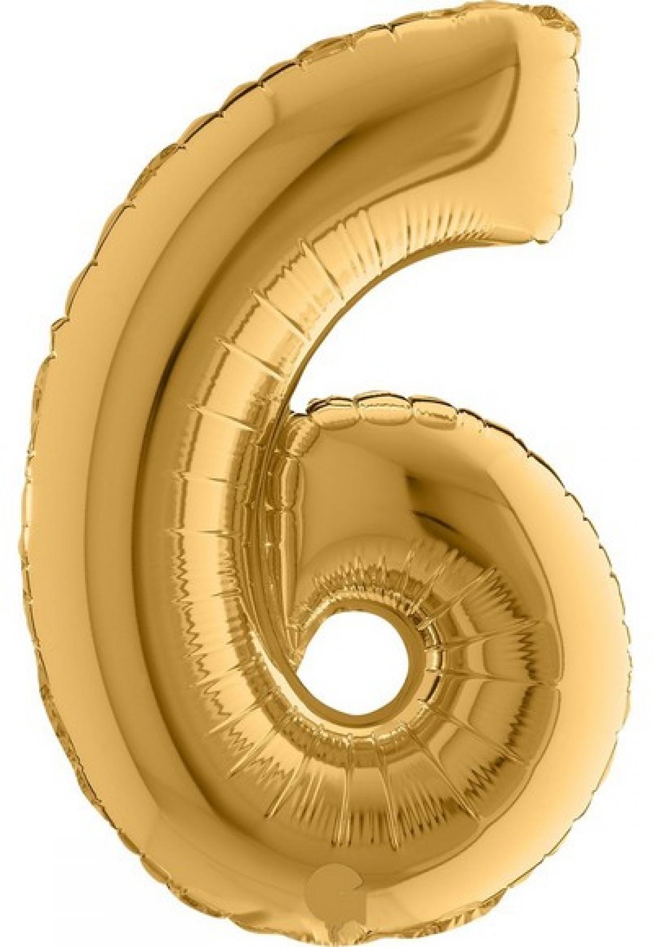 Pallone foil 40" - 102 cm Numero 6 Oro Q