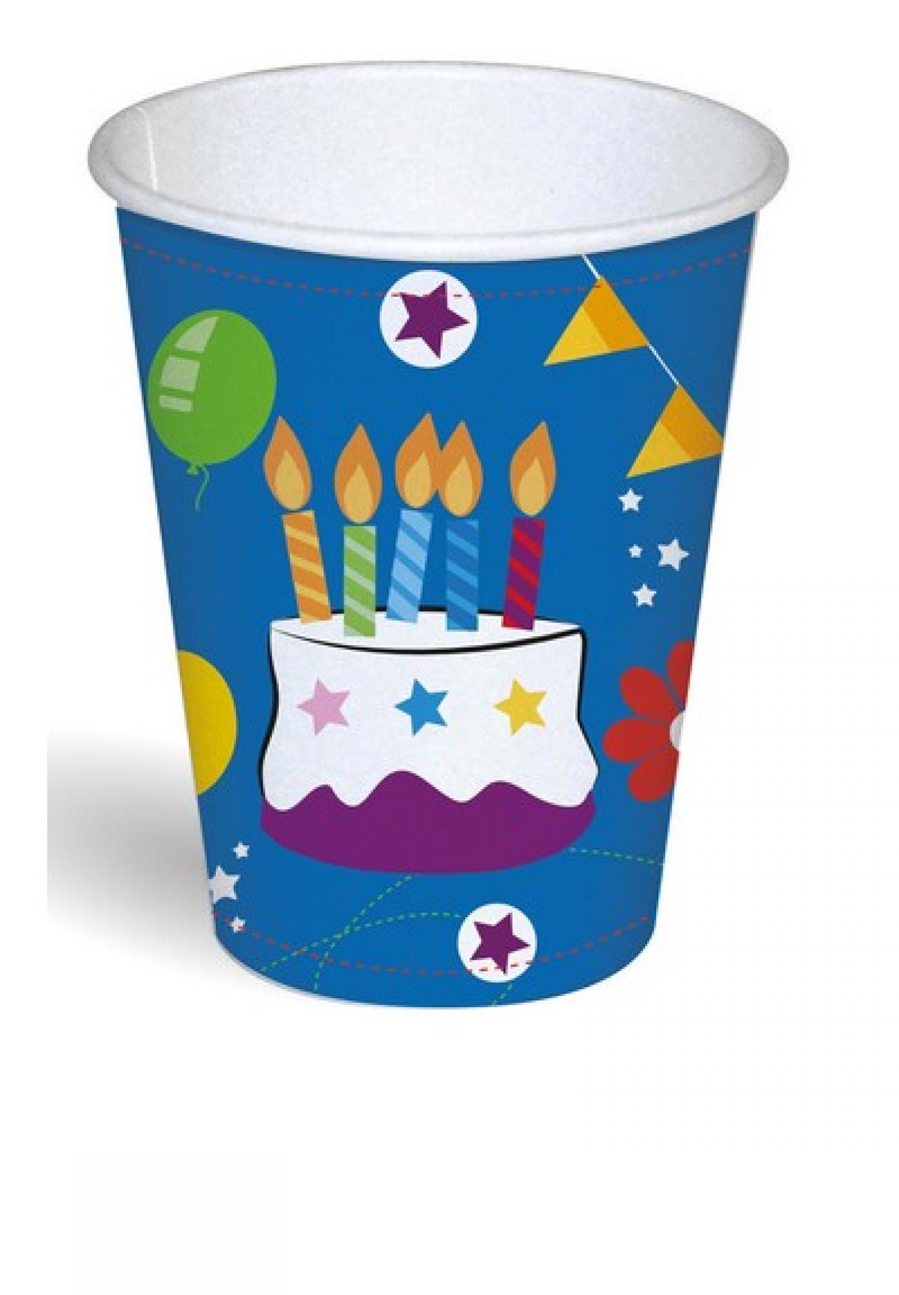 Bicchiere carta 250 ml Torta Blu 8pz