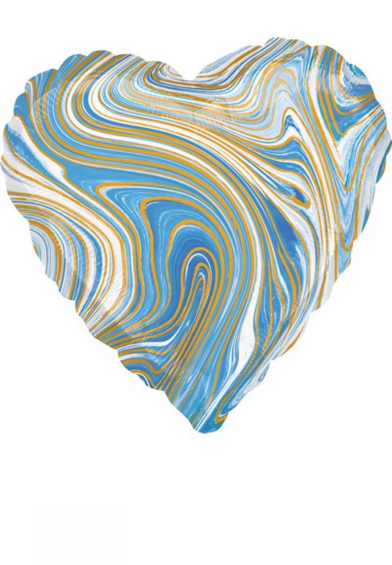 Pallone foil 18" - 45 cm Cuore Marblez Blu