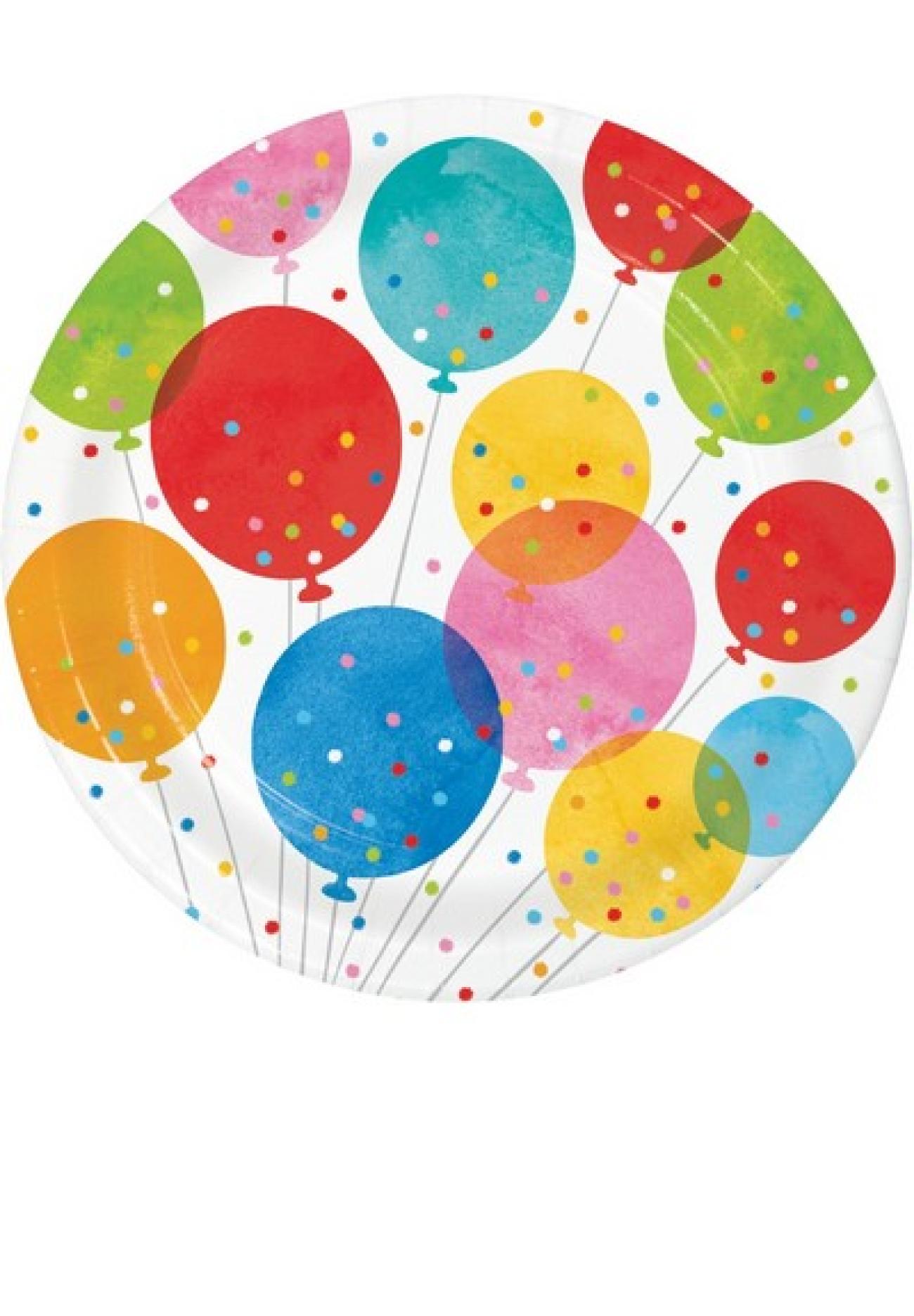 Piatto carta 23 cm Confetti Balloons - 8 pezzi