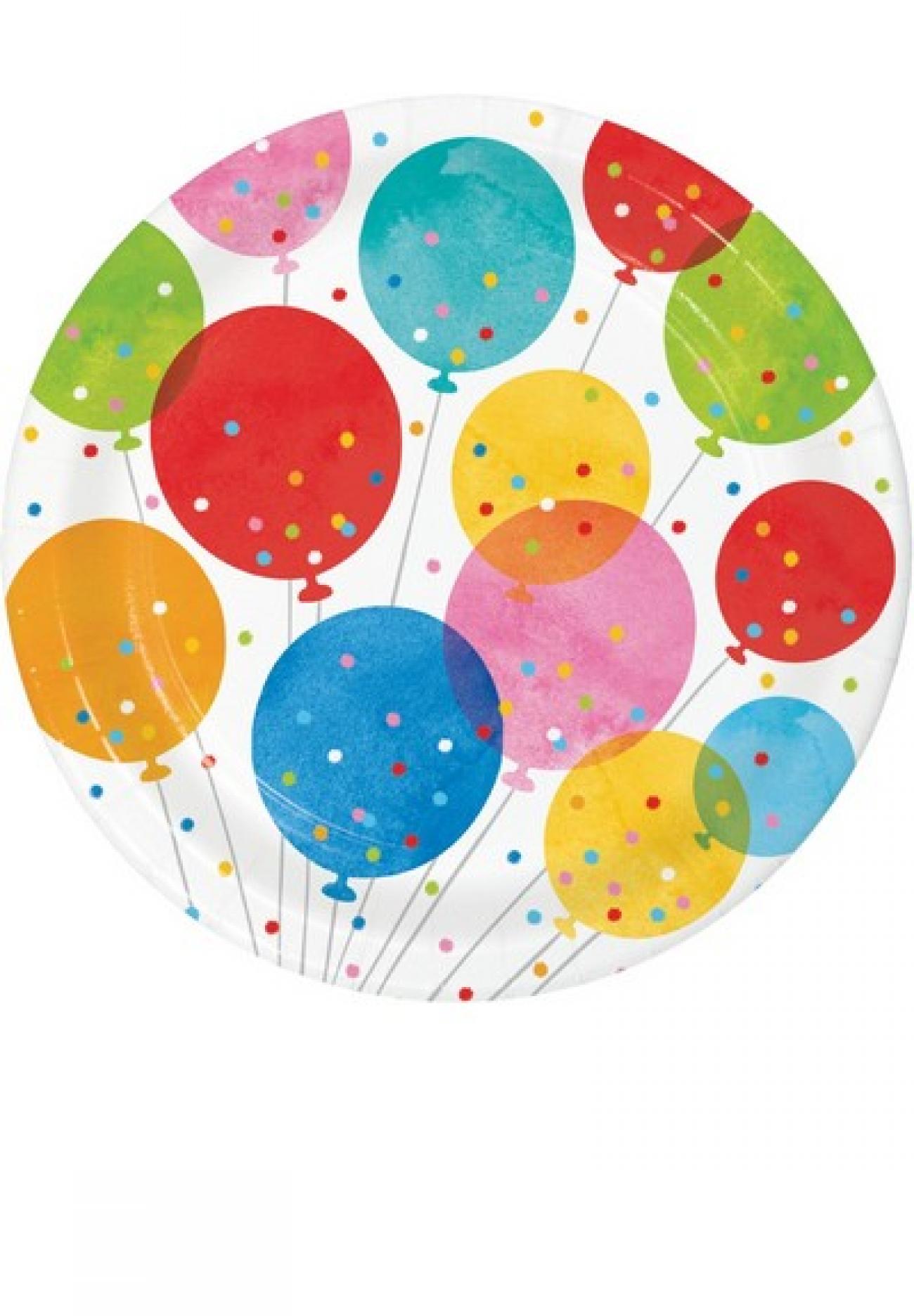 Piatto carta 23 cm Confetti Balloons  8 pz