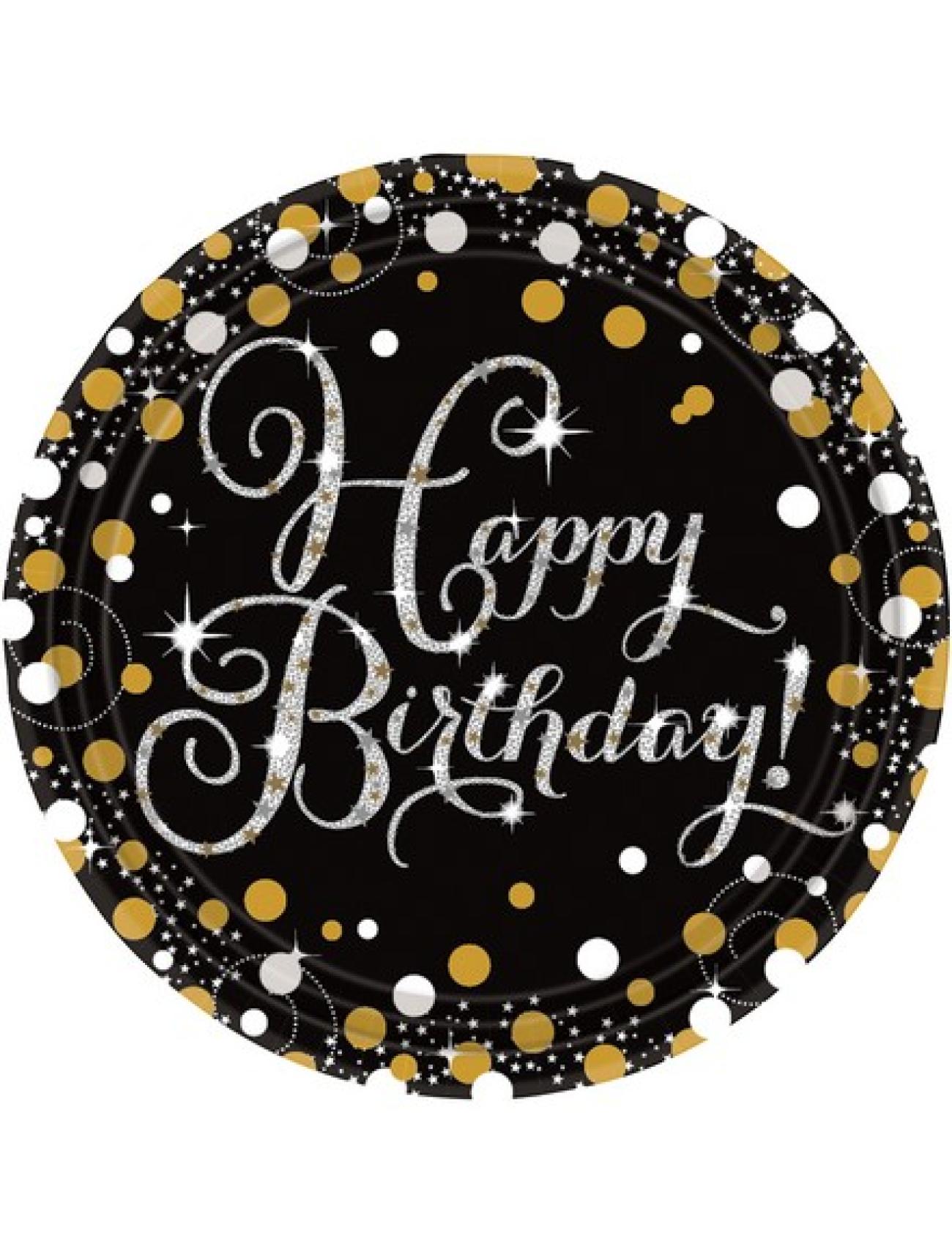 Piatto carta 23 cm Happy Birthday Sparkling Celebrations - 8 pezzi