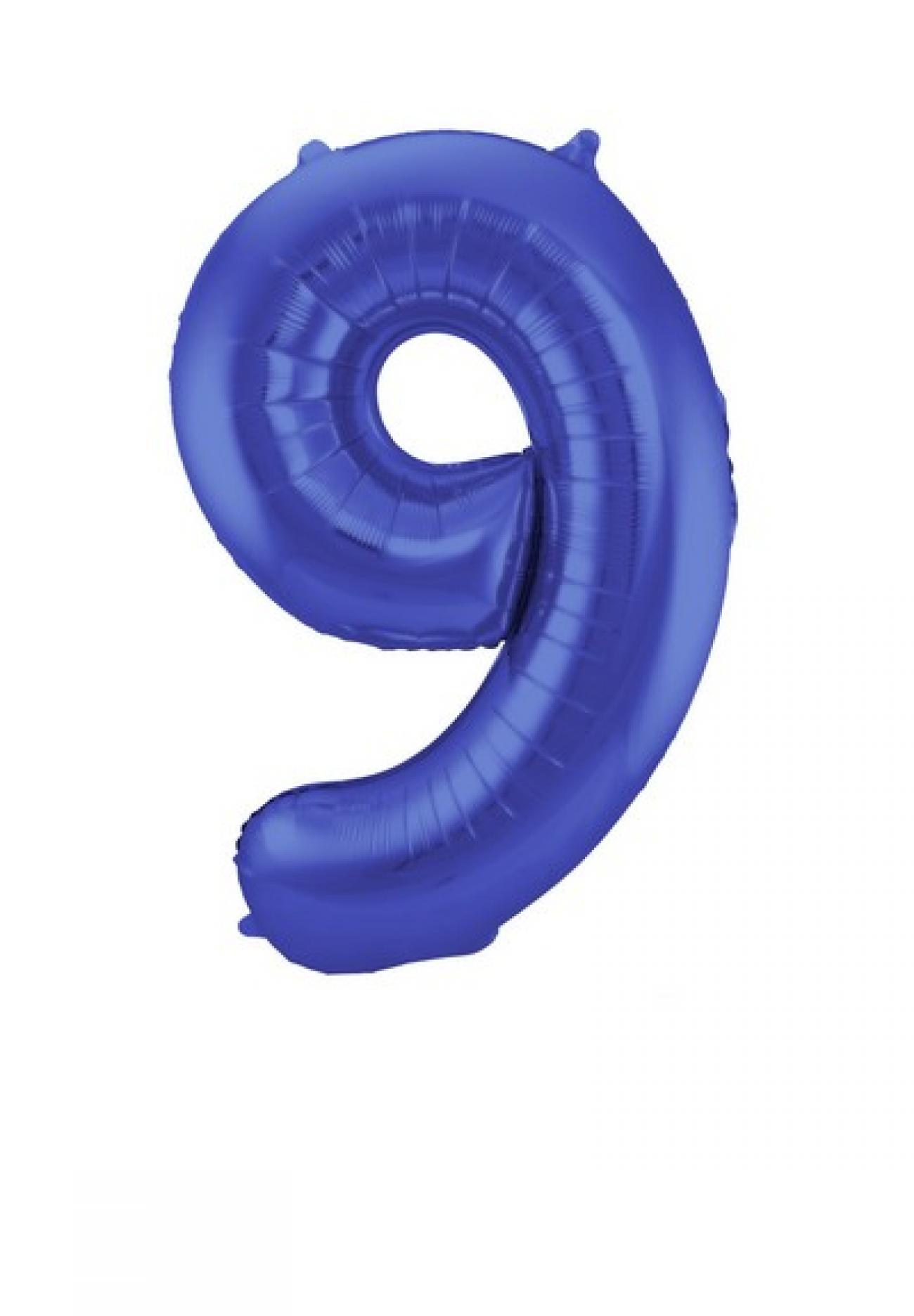 Pallone foil 34" - 86 cm Numero 9 Blu satinato