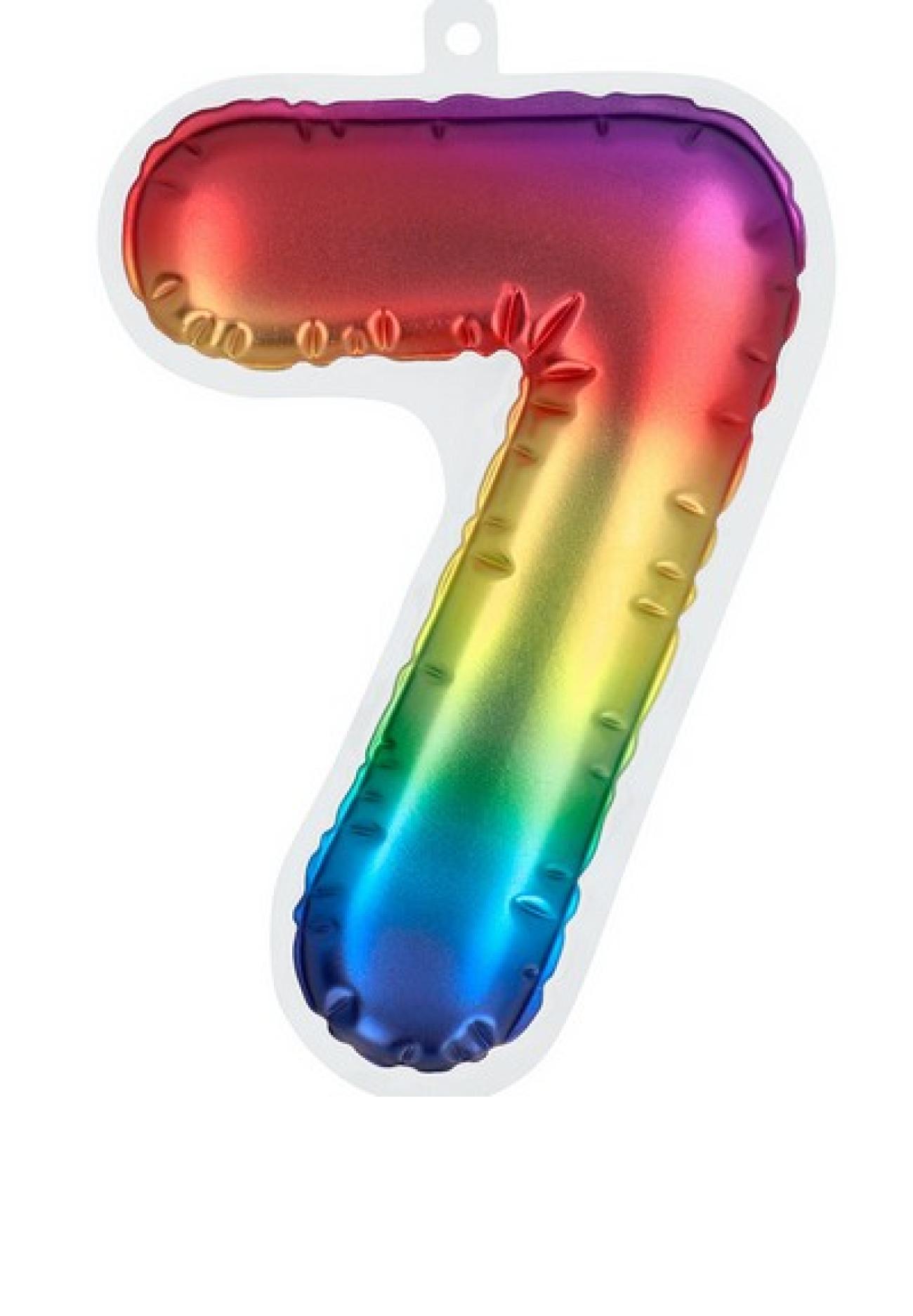 Numero adesivo 3 D rainbow H. 20 cm N. 7