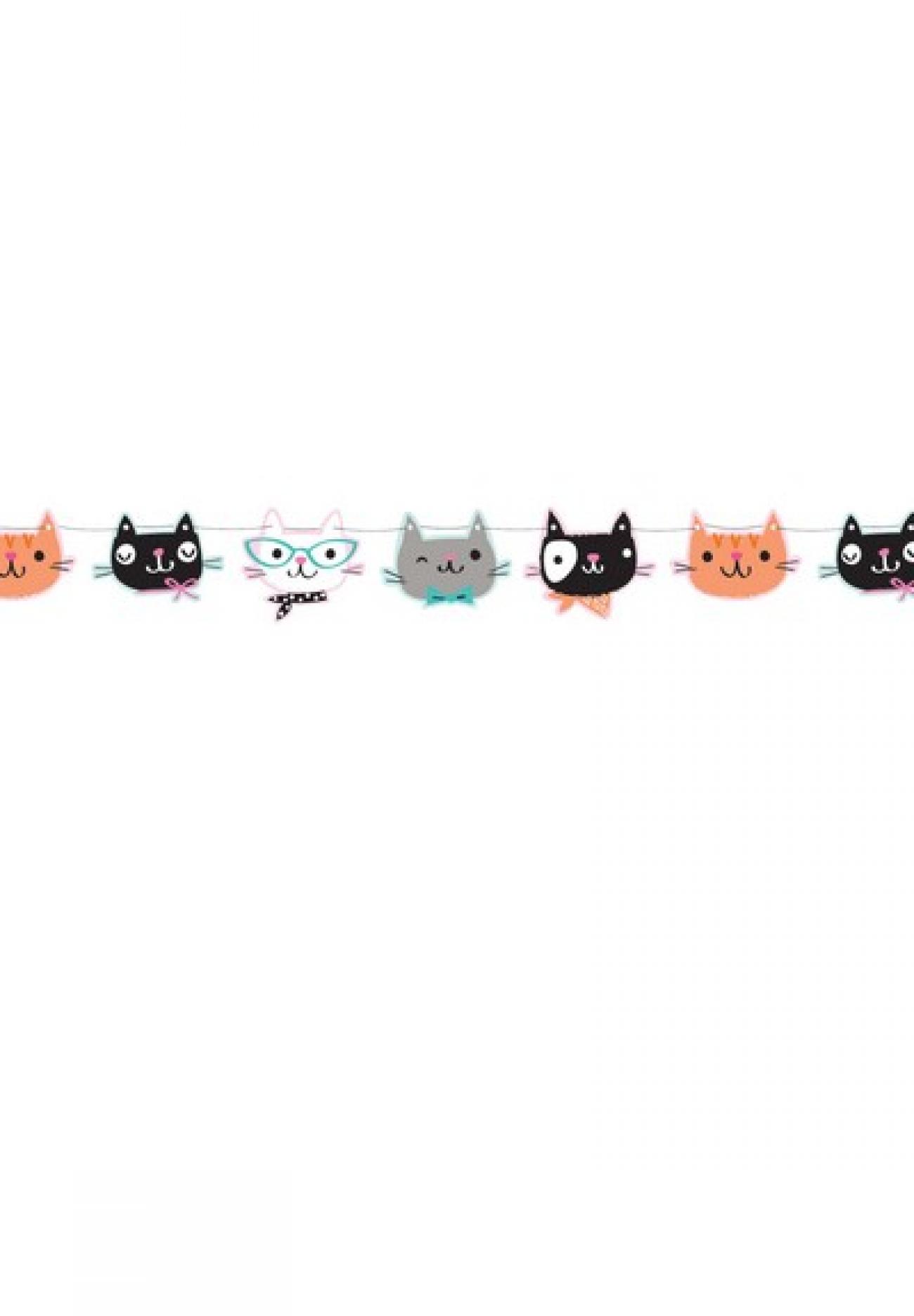 Festone sagomato Happy Birthday 170 x 14 cm Gatti Purr-Fect Party