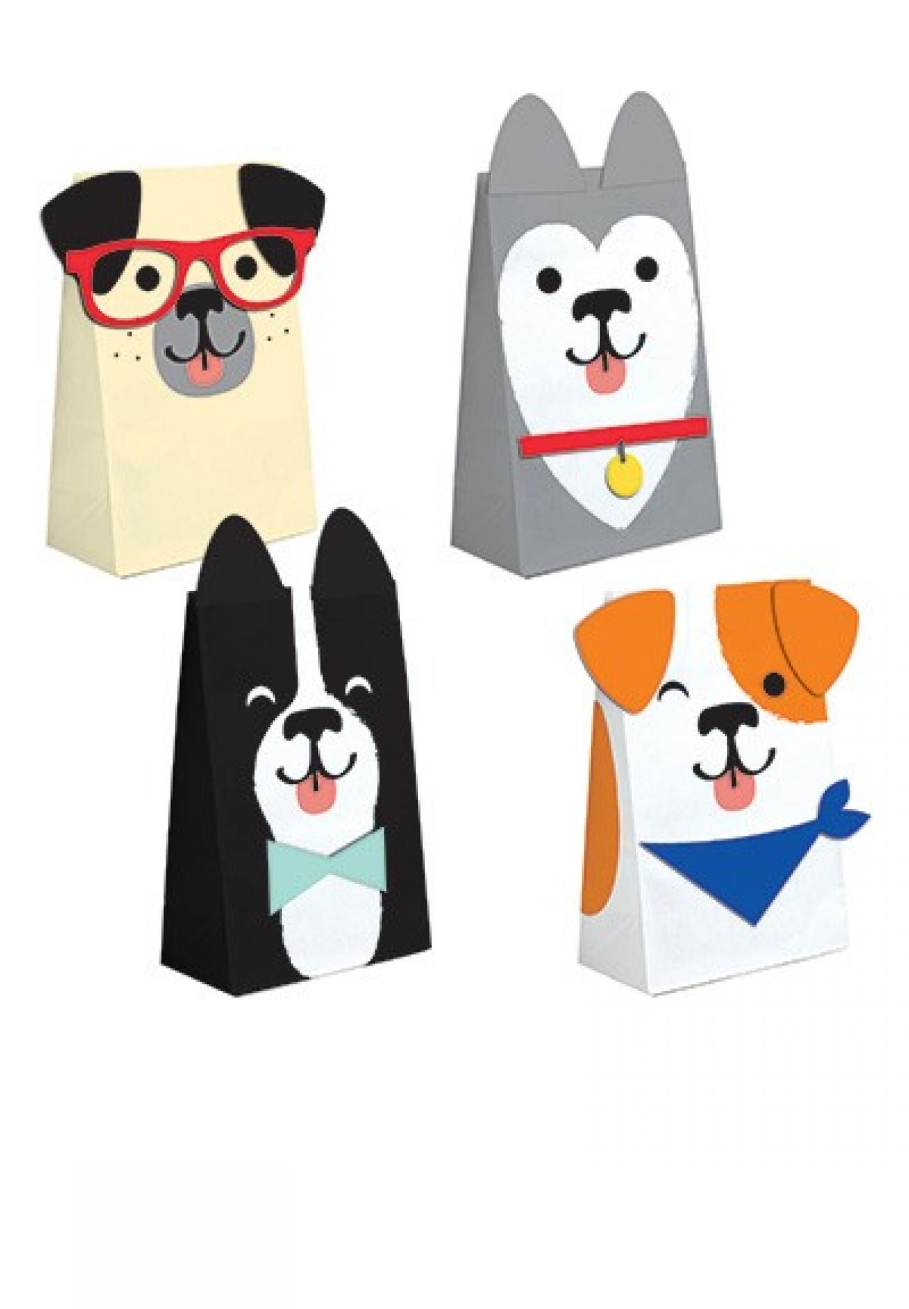 Loot bag carta 20 x 11 x 8 cm 4 soggetti assortiti Cani - Dog Party  8 pz