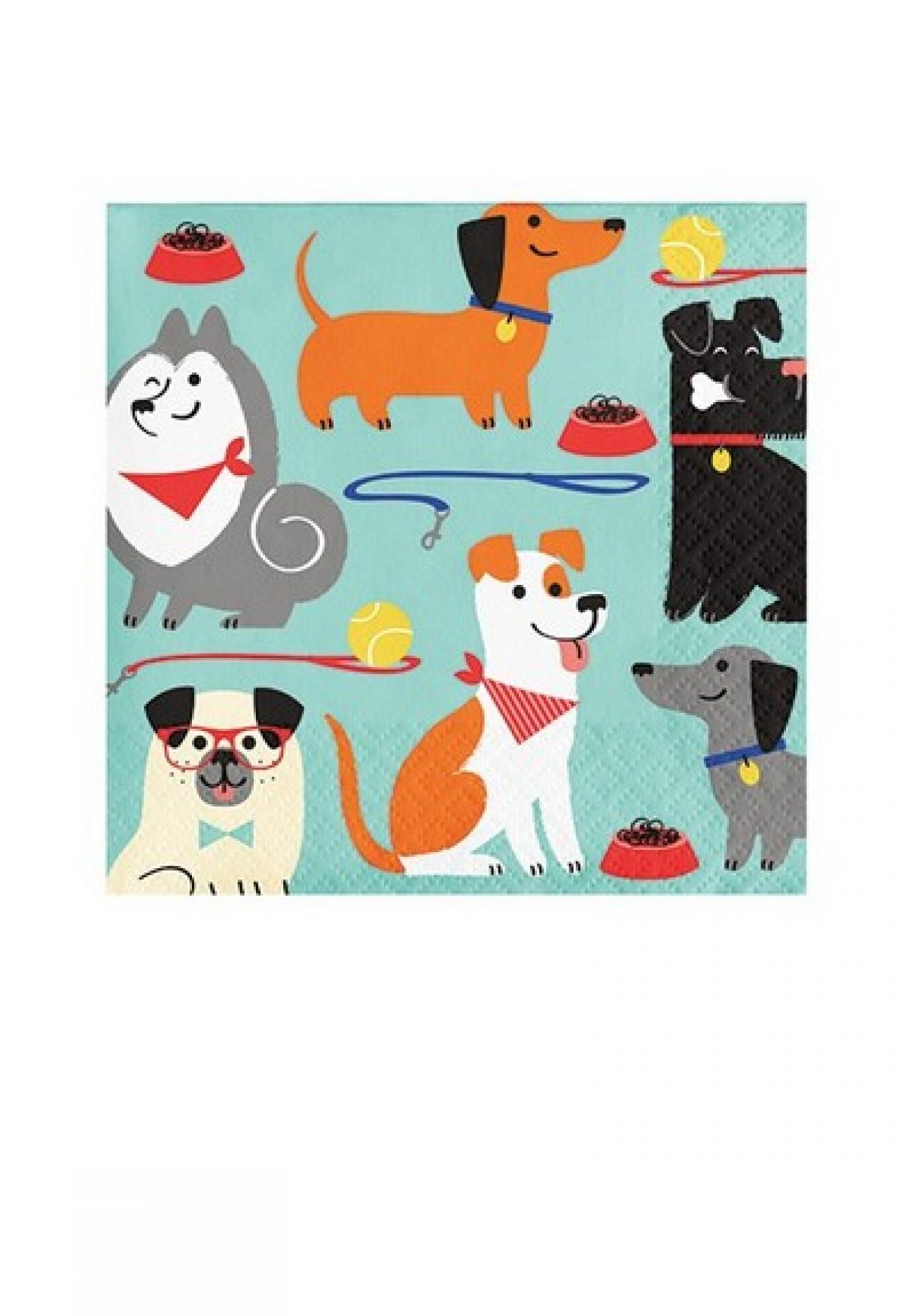 Tovagliolo 25 x 25 cm Cani - Dog Party  16 pz