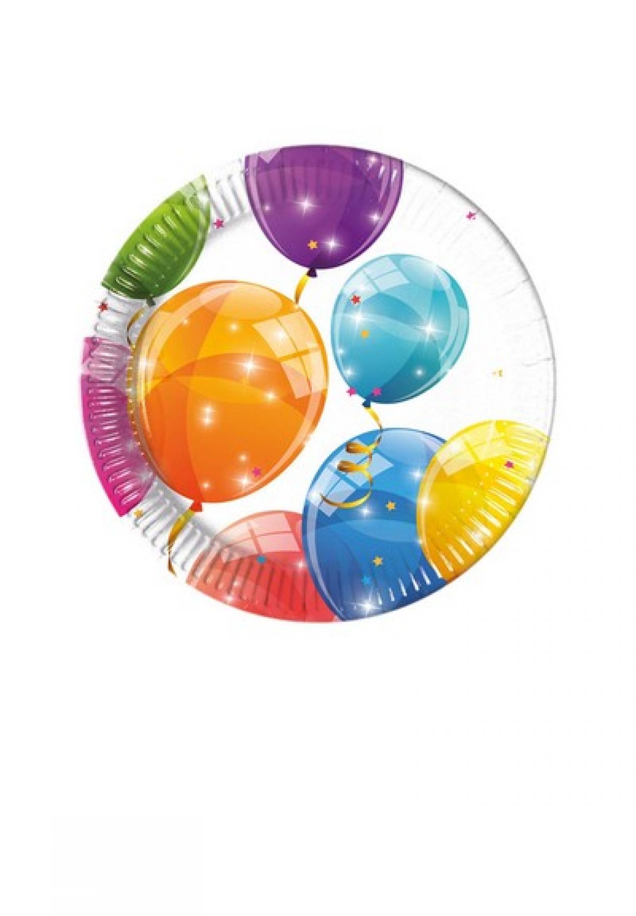 Piatto 20 cm 8 pz NG * Sparkling Balloons Q  8 pz