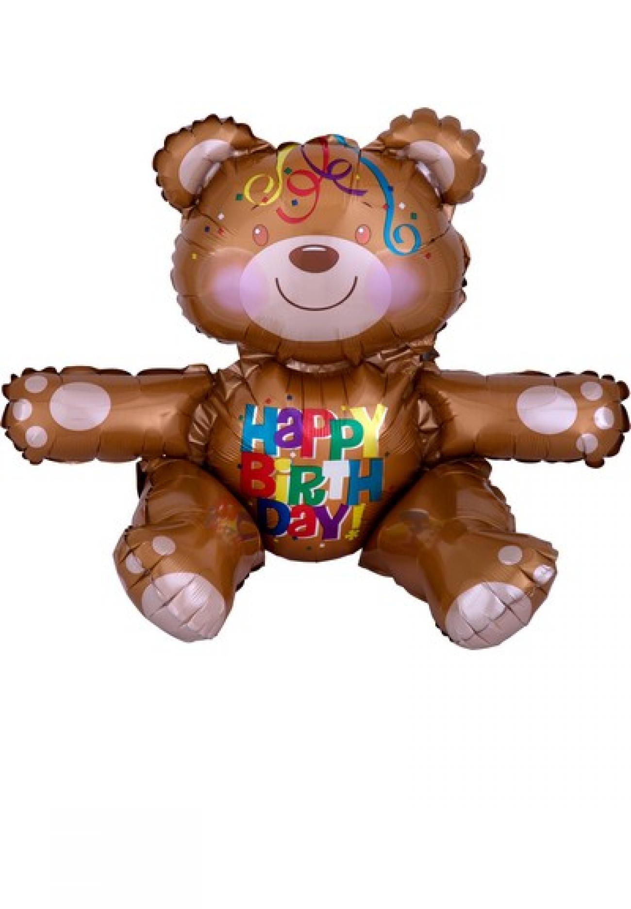 Pallone foil Multi-balloon 19" - 48 cm Happy Bday Bear - SI GONFIA AD ARIA