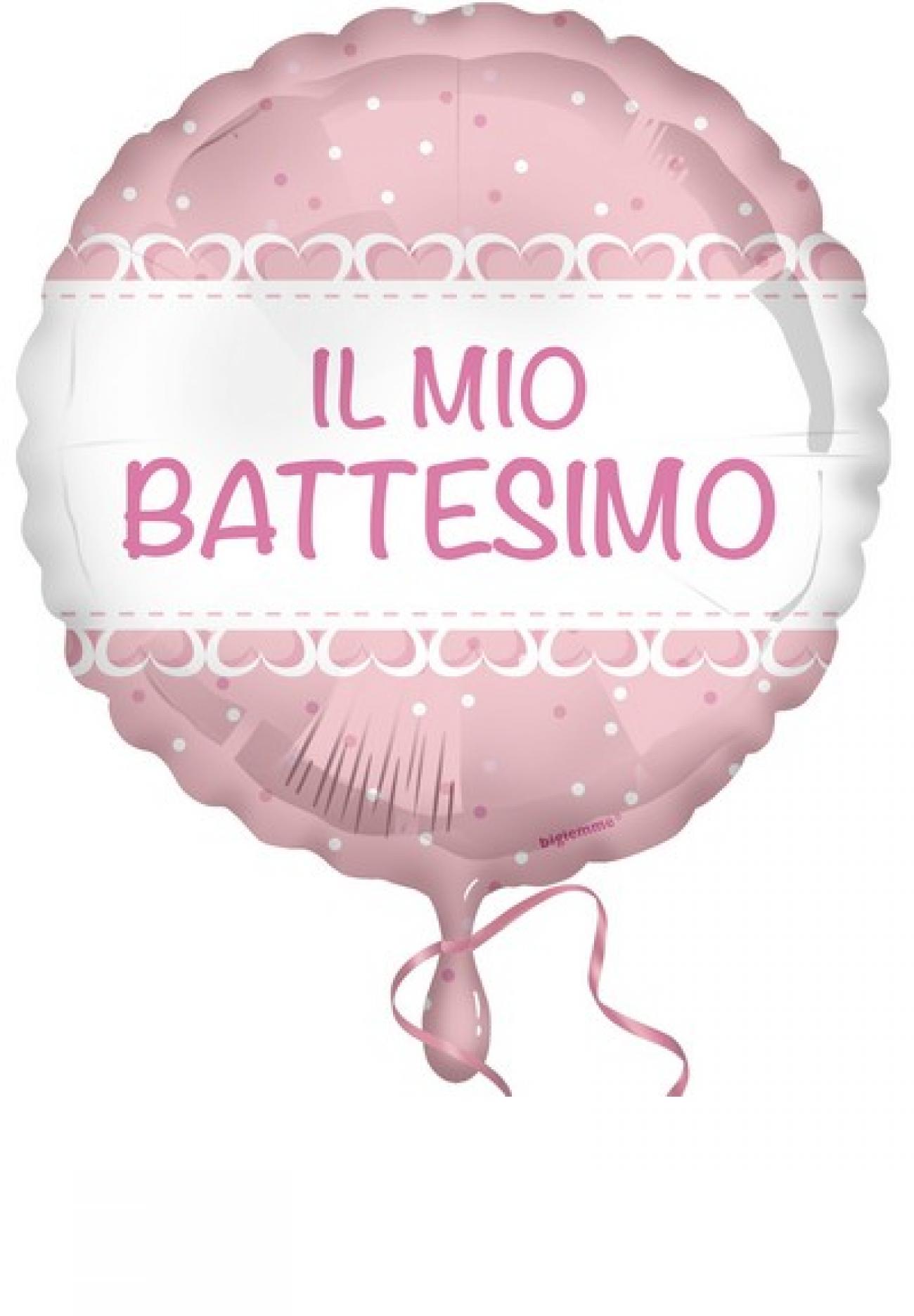 Pallone foil 18" - 45 cm Battesimo cuori rosa