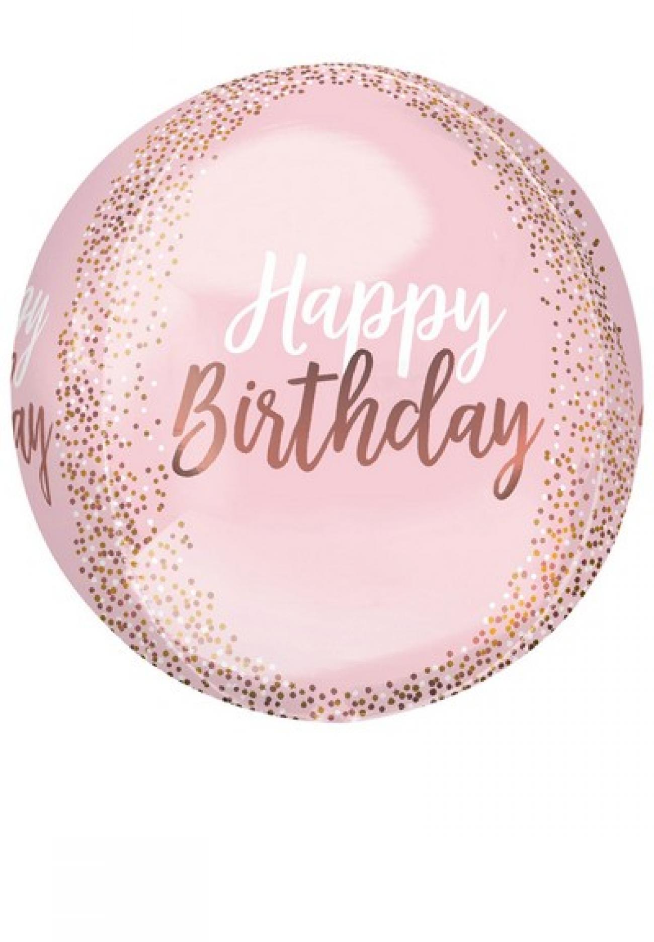 Pallone foil ORBZ 38 x 40 cm Blush Birthday Rose Gold