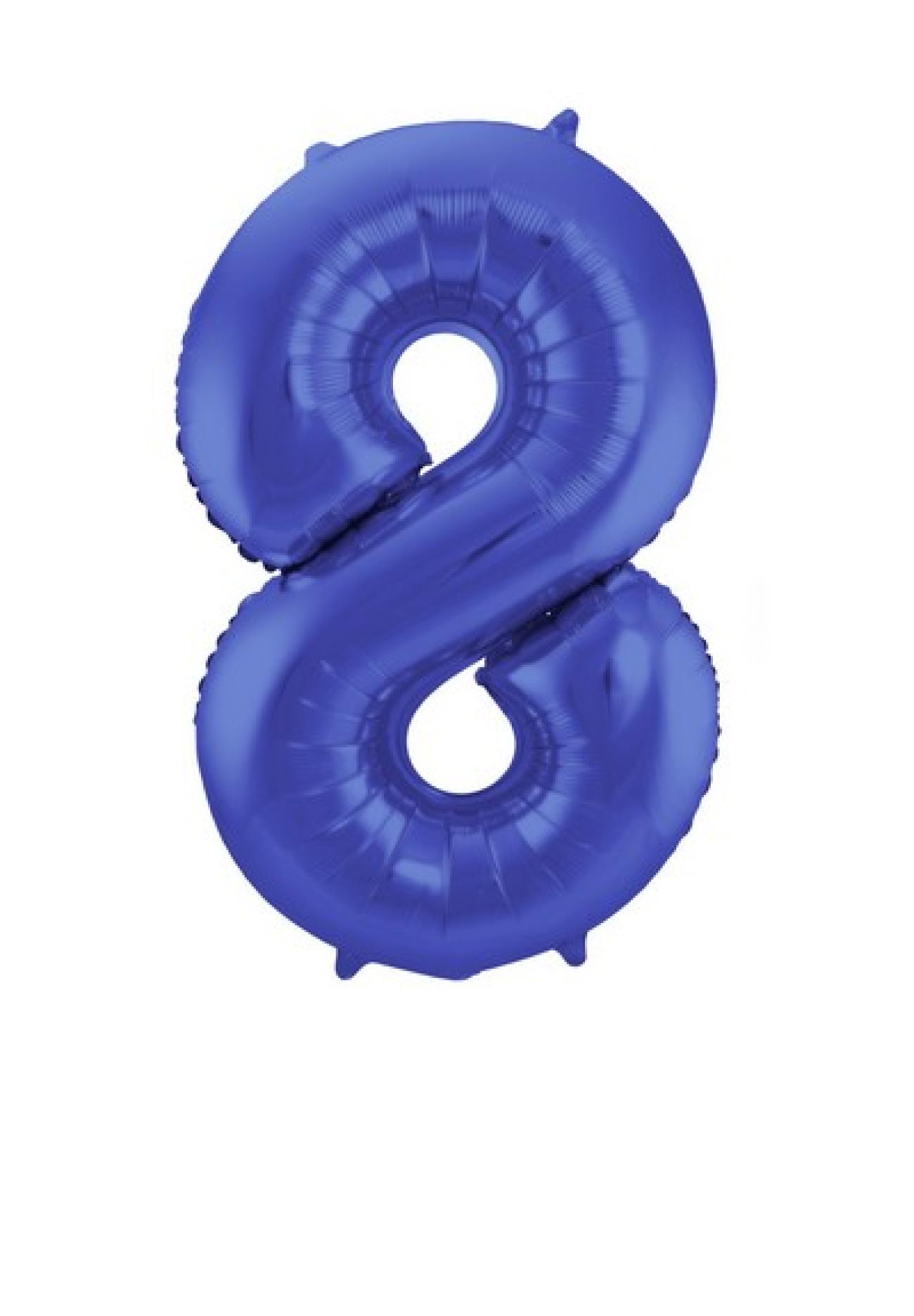 Pallone foil 34" - 86 cm Numero 8 Blu satinato