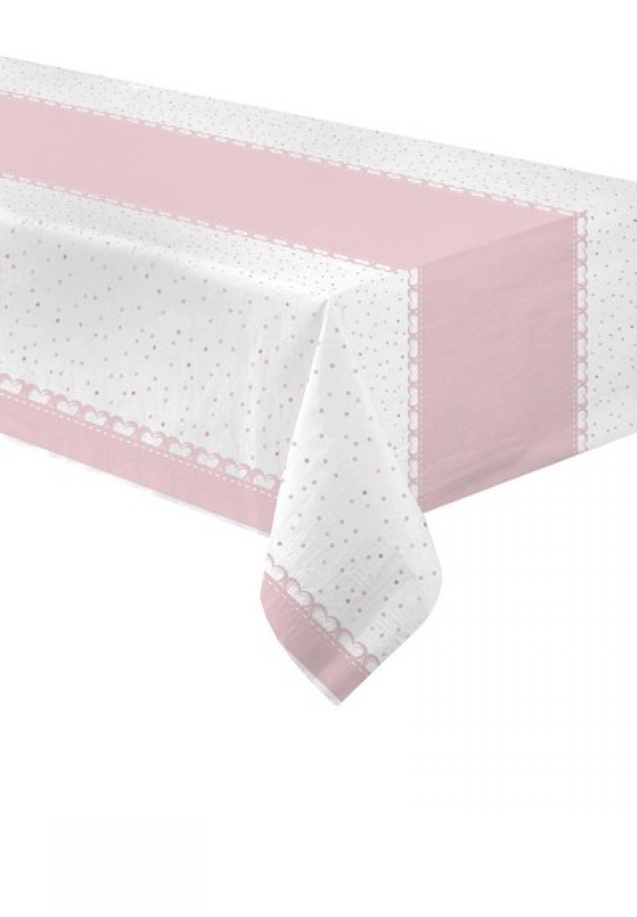 Tovaglia carta 120 x 180 cm Baby Cuori Rosa