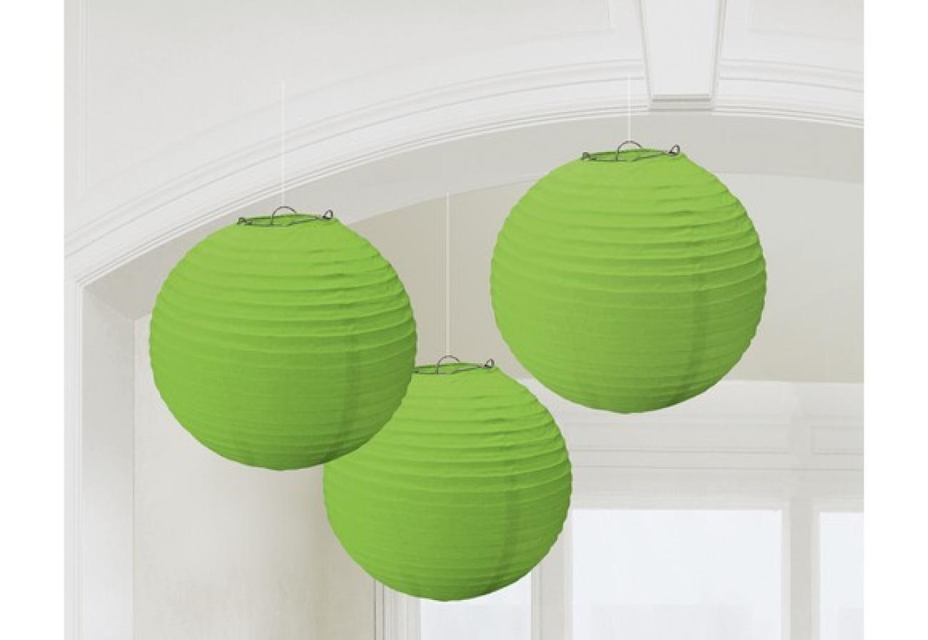 Lanterne Tonde 24 cm Verde Lime 3 pz