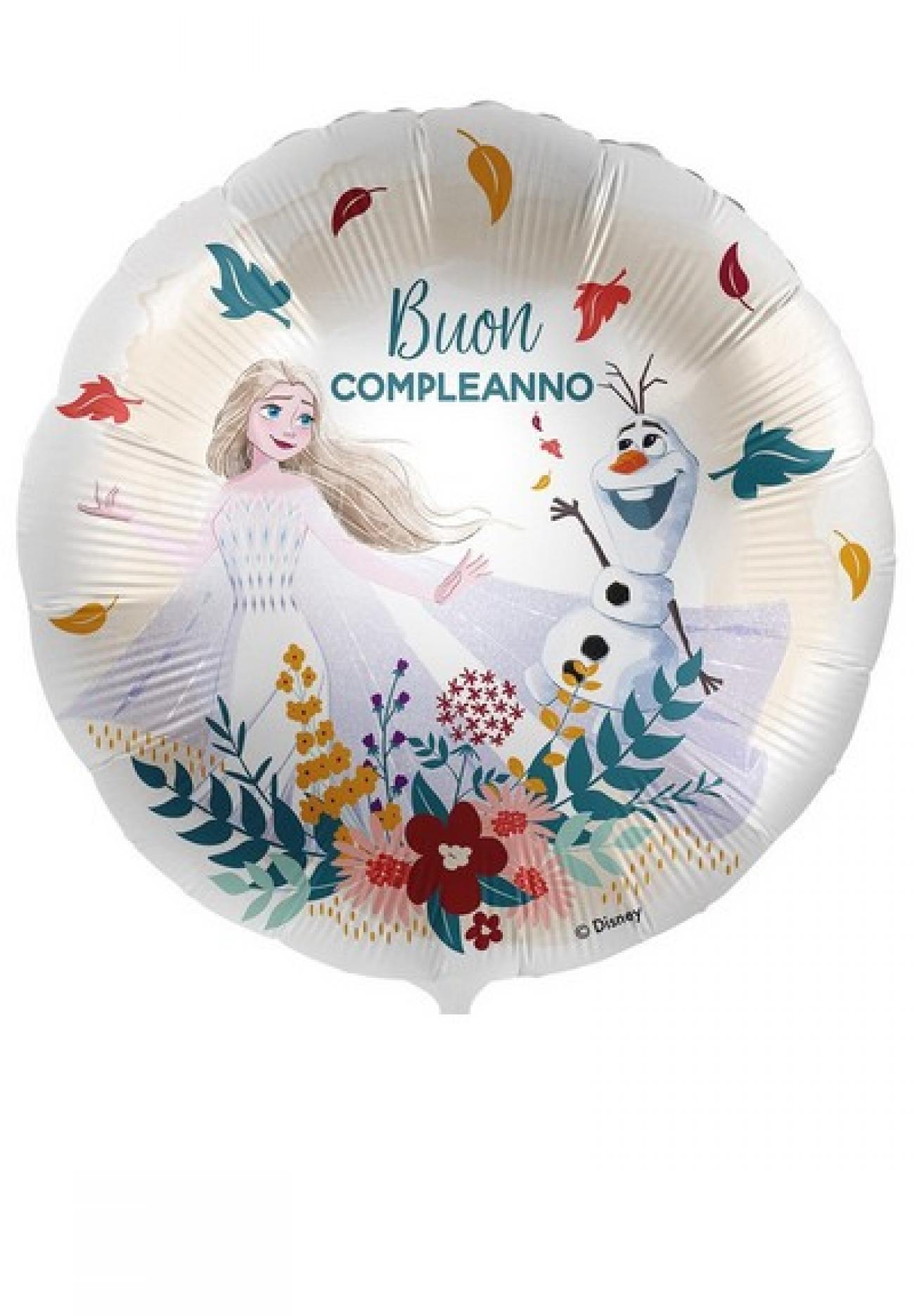 Pallone foil standard 17" - 42 cm Buon Compleanno Frozen Olaf & Elsa