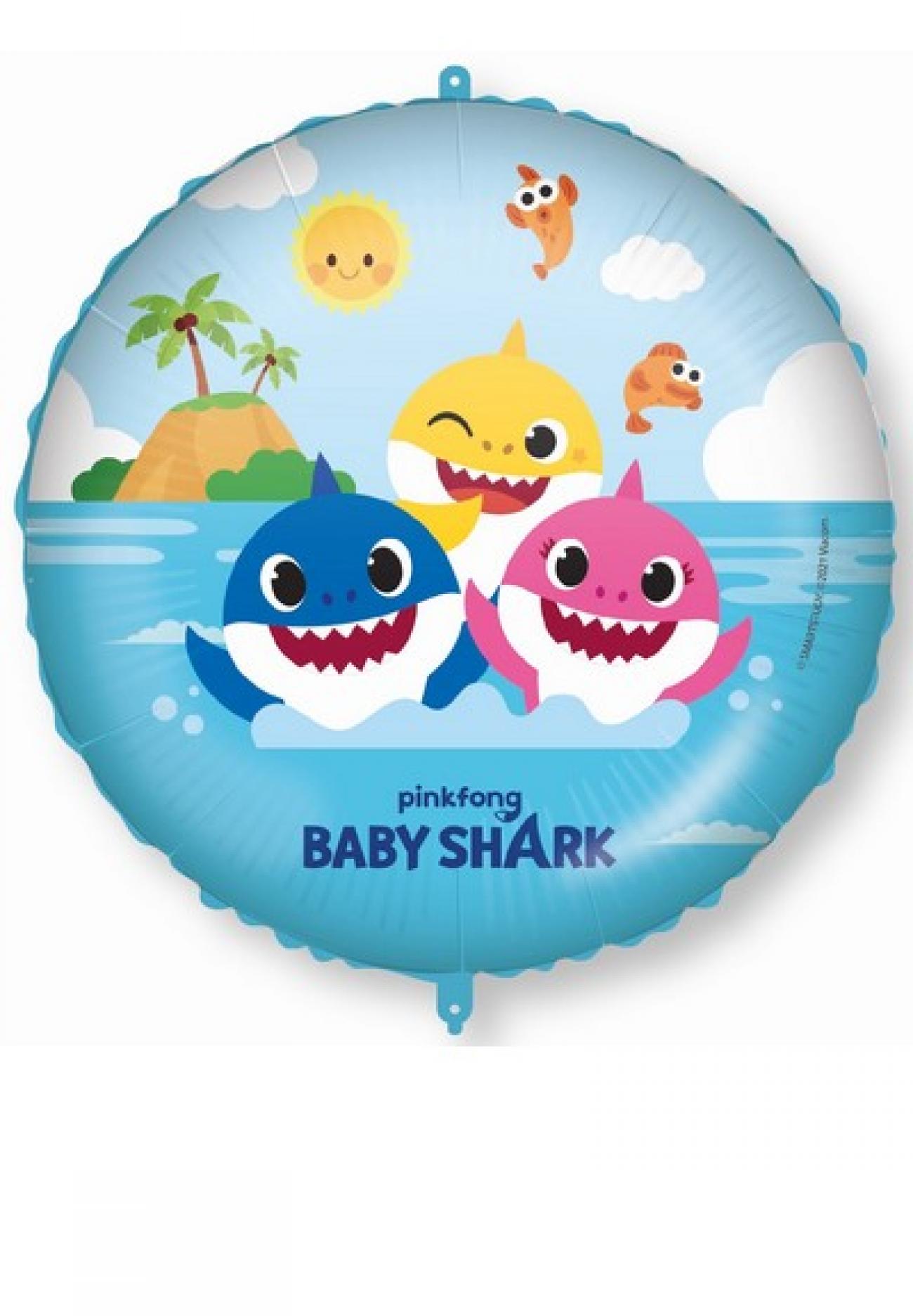 Pallone foil 18" - 45 cm Baby Shark con PESETTO e NASTRO