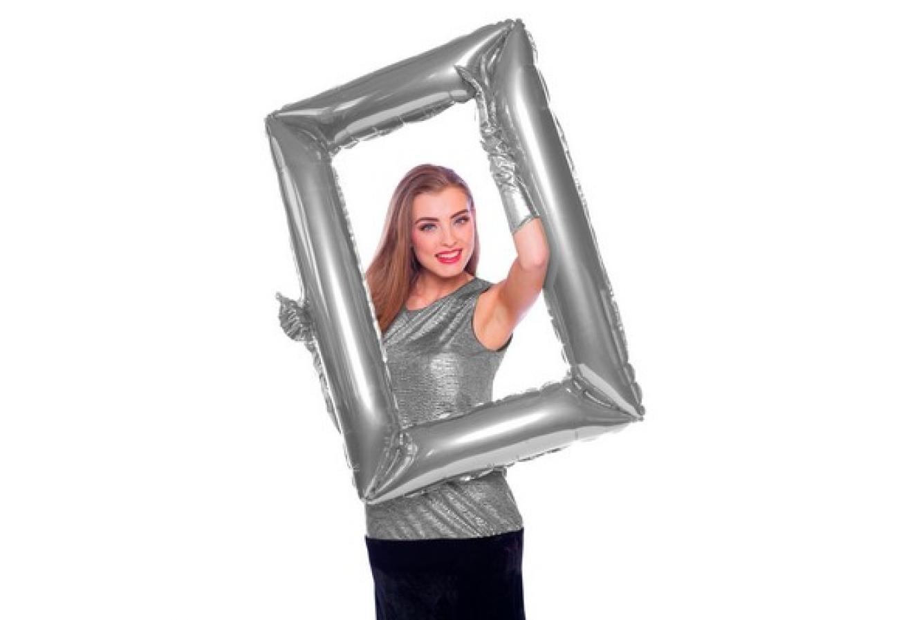 Pallone foil selfie 85 x 60 cm Cornice Argento