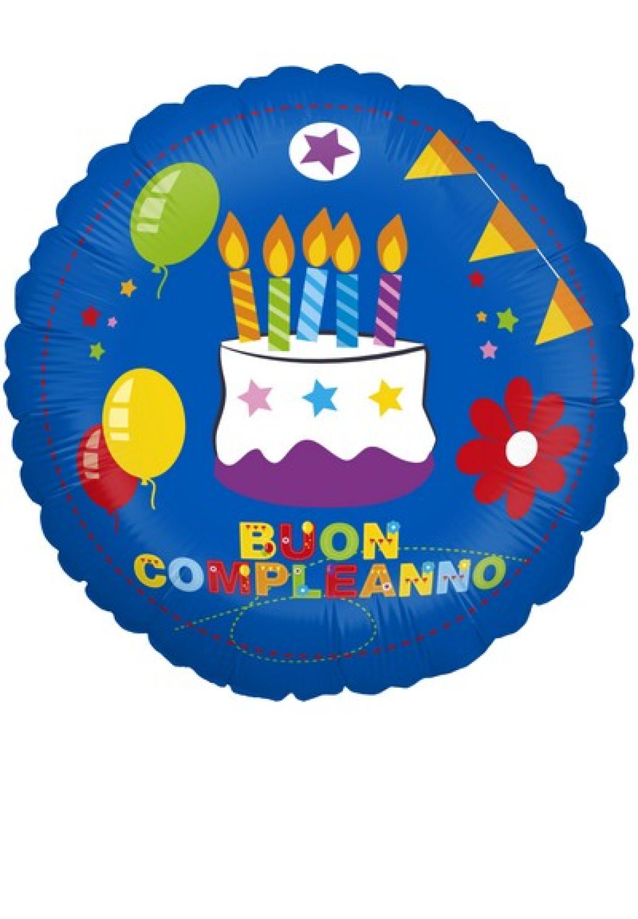 Pallone foil 18" - 45 cm Buon Compleanno Torta Blu