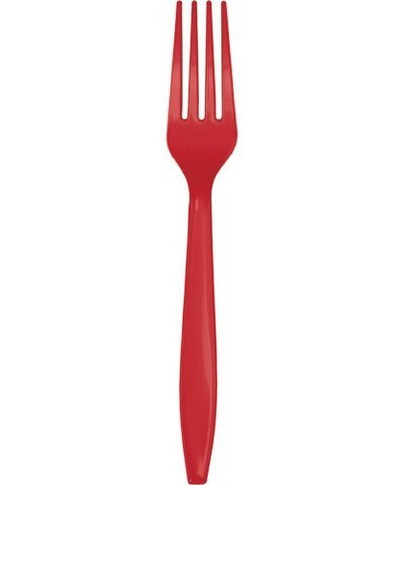 Forchetta plastica h. 18 cm Rosso - 24 pezzi