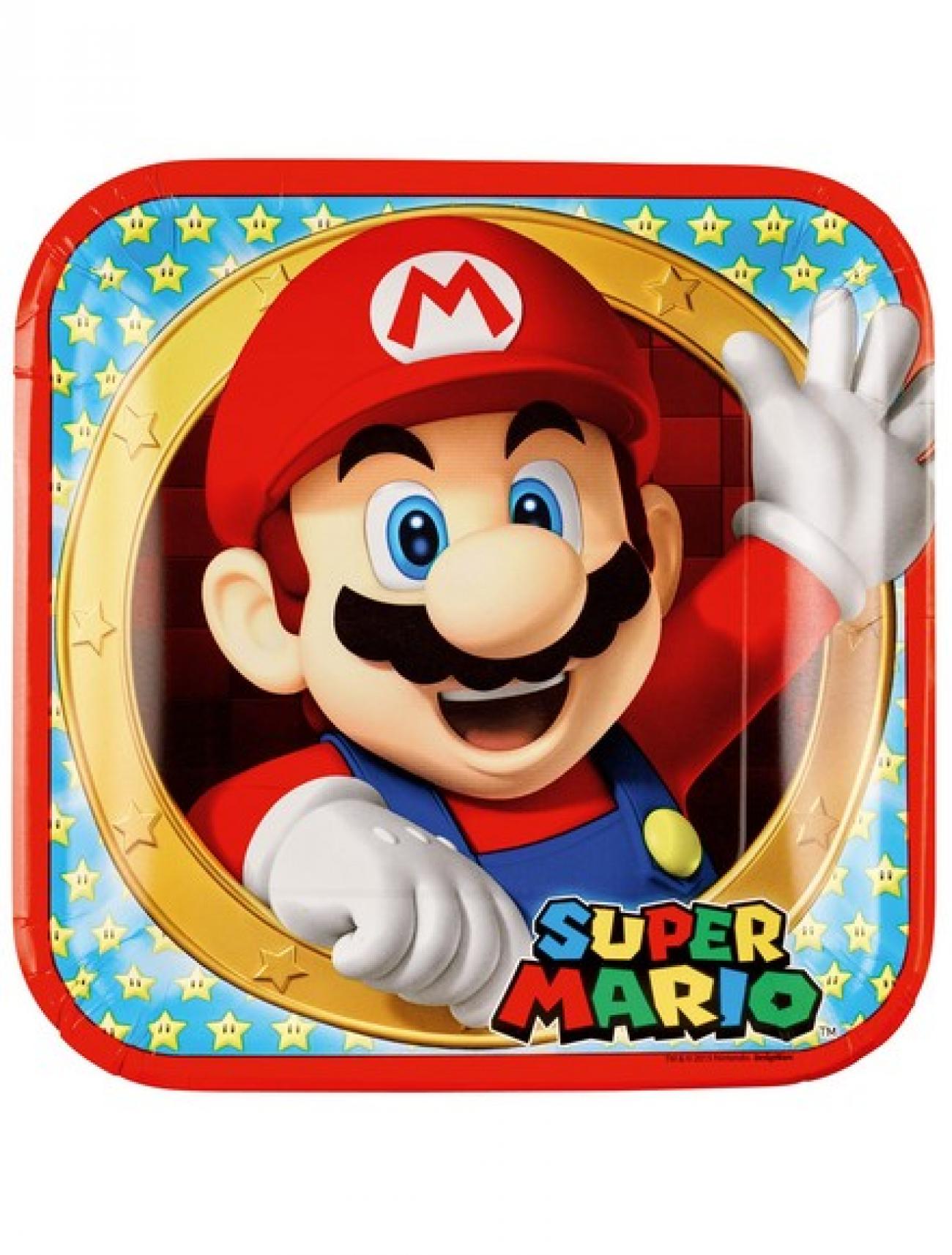 8 Plates Super Mario Squared Paper 22.8 cm SUP