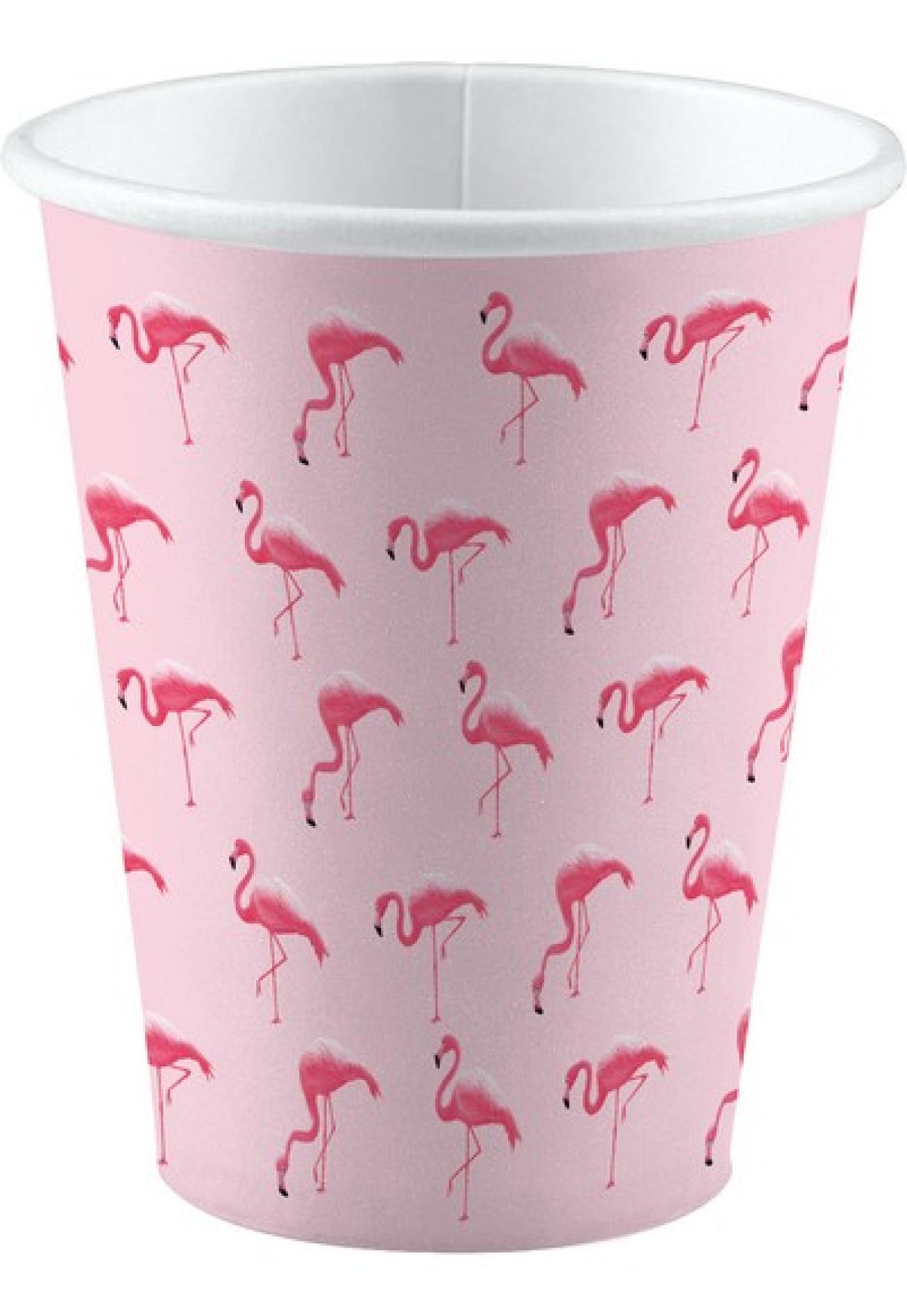 Bicchiere carta 250 ml Fenicottero - Flamingo Paradise - 8 pezzi