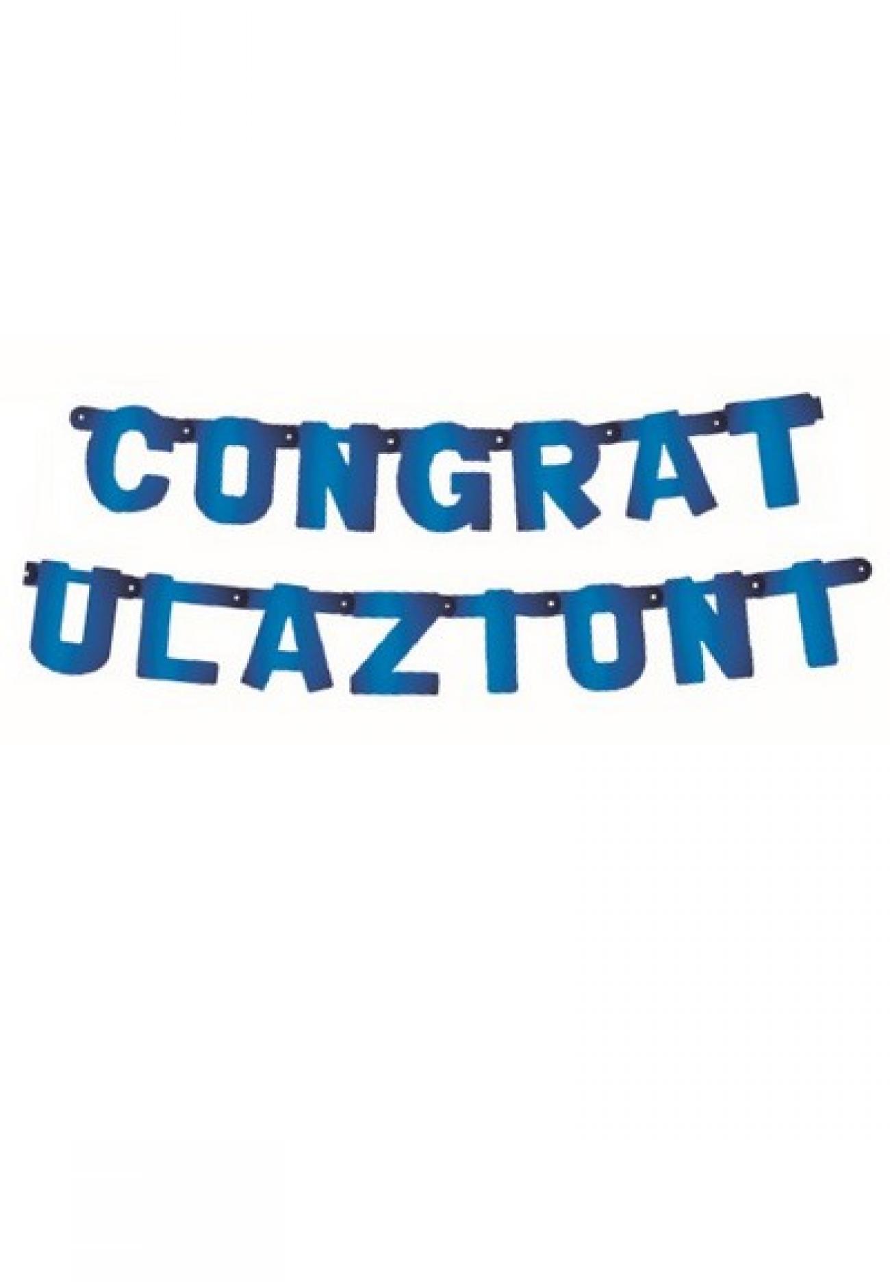 Festone Congratulazioni XL blu metallizzato 225 x 15 cm