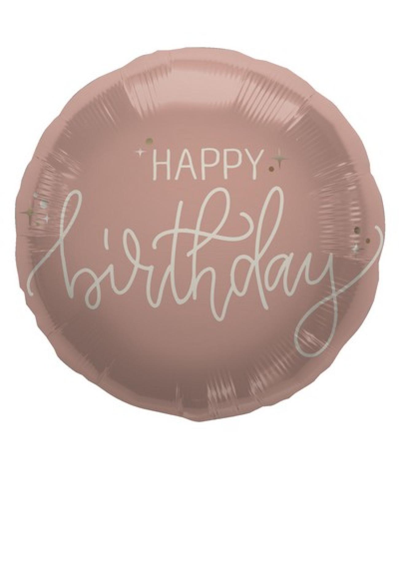 Pallone foil 18" - 45 cm Happy Birthday Creme Rose