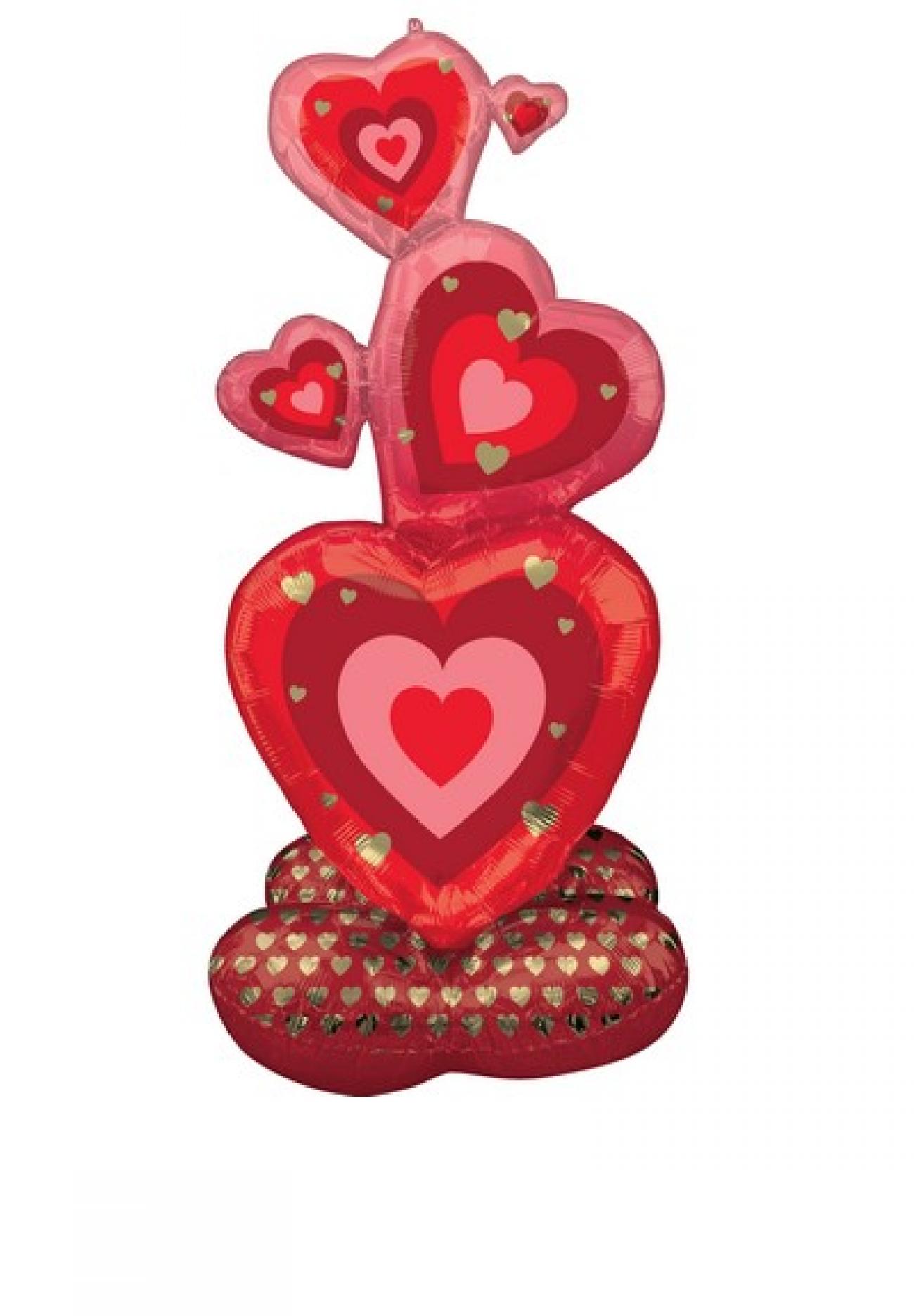 Pallone foil Airloonz Stacking Hearts 63 x 139 cm