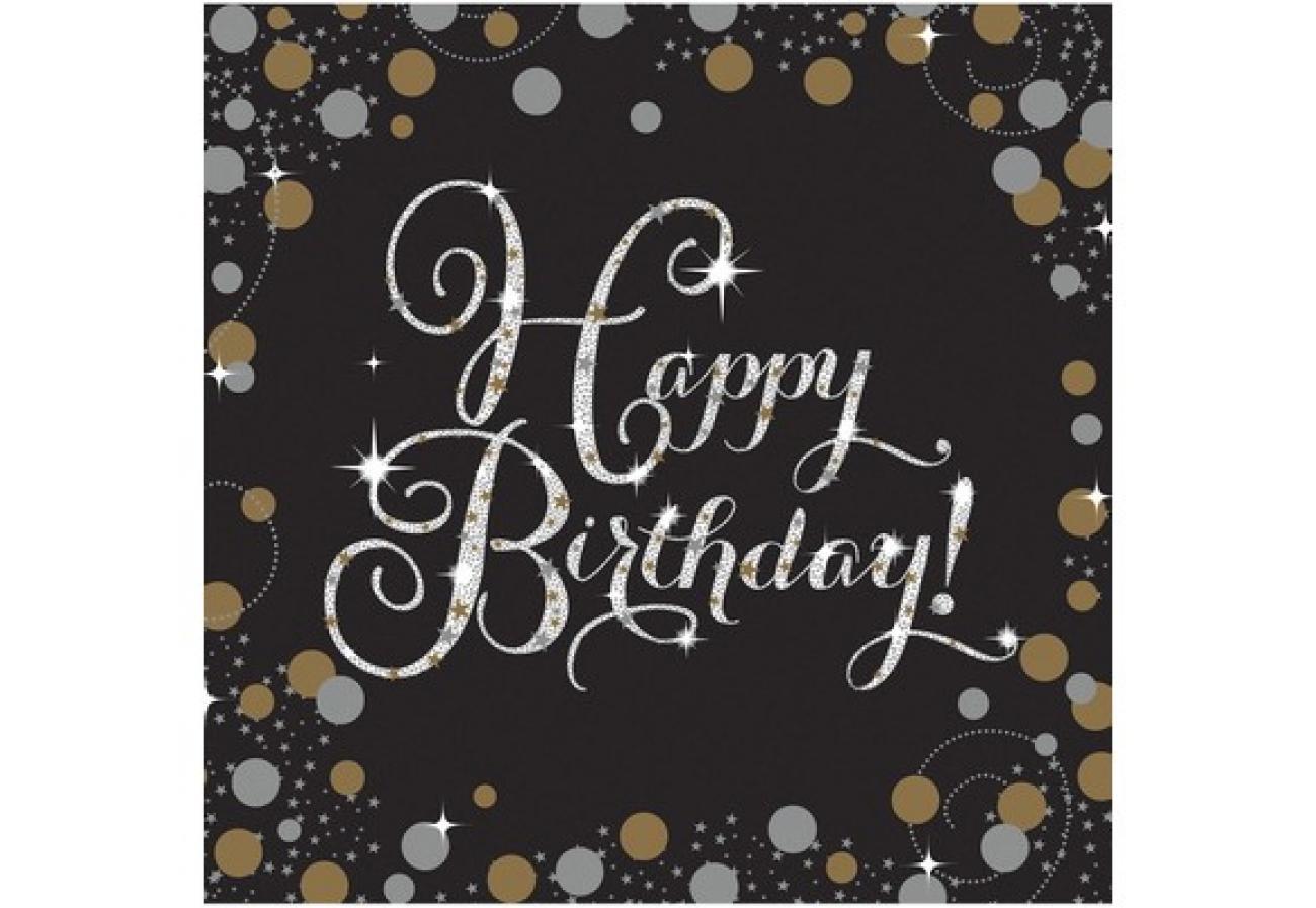 Tovagliolo 33 x 33 cm Happy Birthday Sparkling Celebrations 16 pz