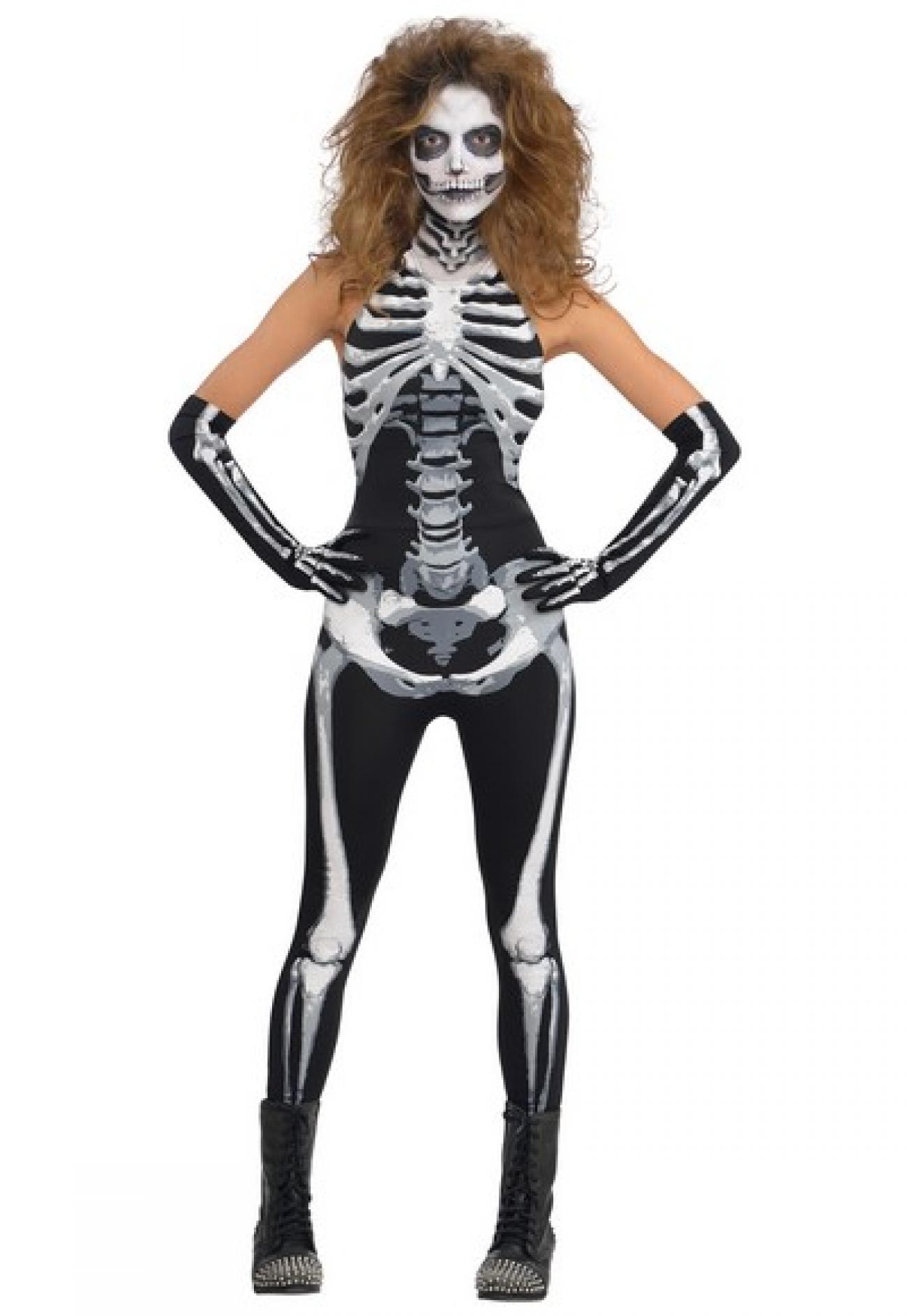 Costume Scheletro Bone-a-fied Babe (S). Contiene: Vestito, guanti