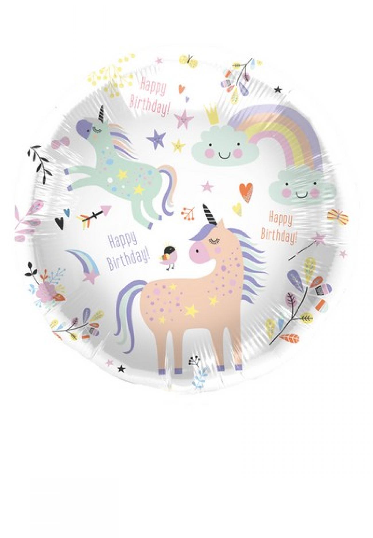 Pallone foil 18" - 45 cm Unicorns & Rainbow