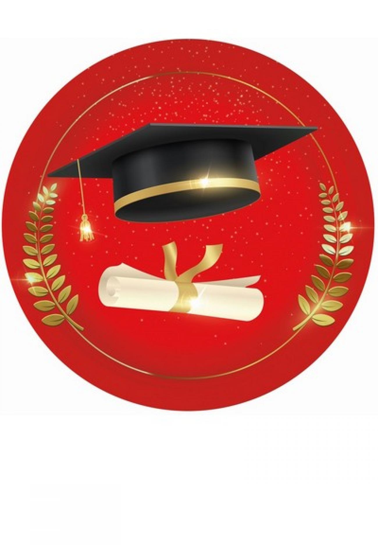 Piatto carta 23 cm Laurea Tocco e Diploma  8 pz