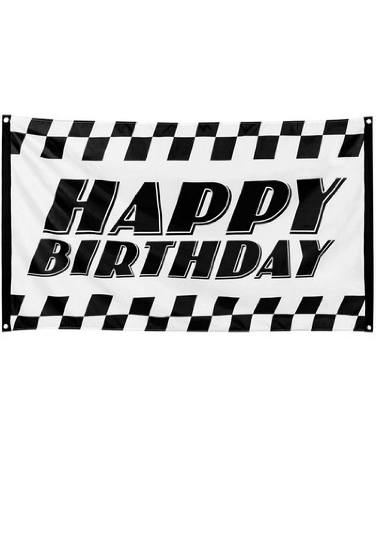 Striscione 90 x 150 cm poliestere Happy Birthday Speed Racing