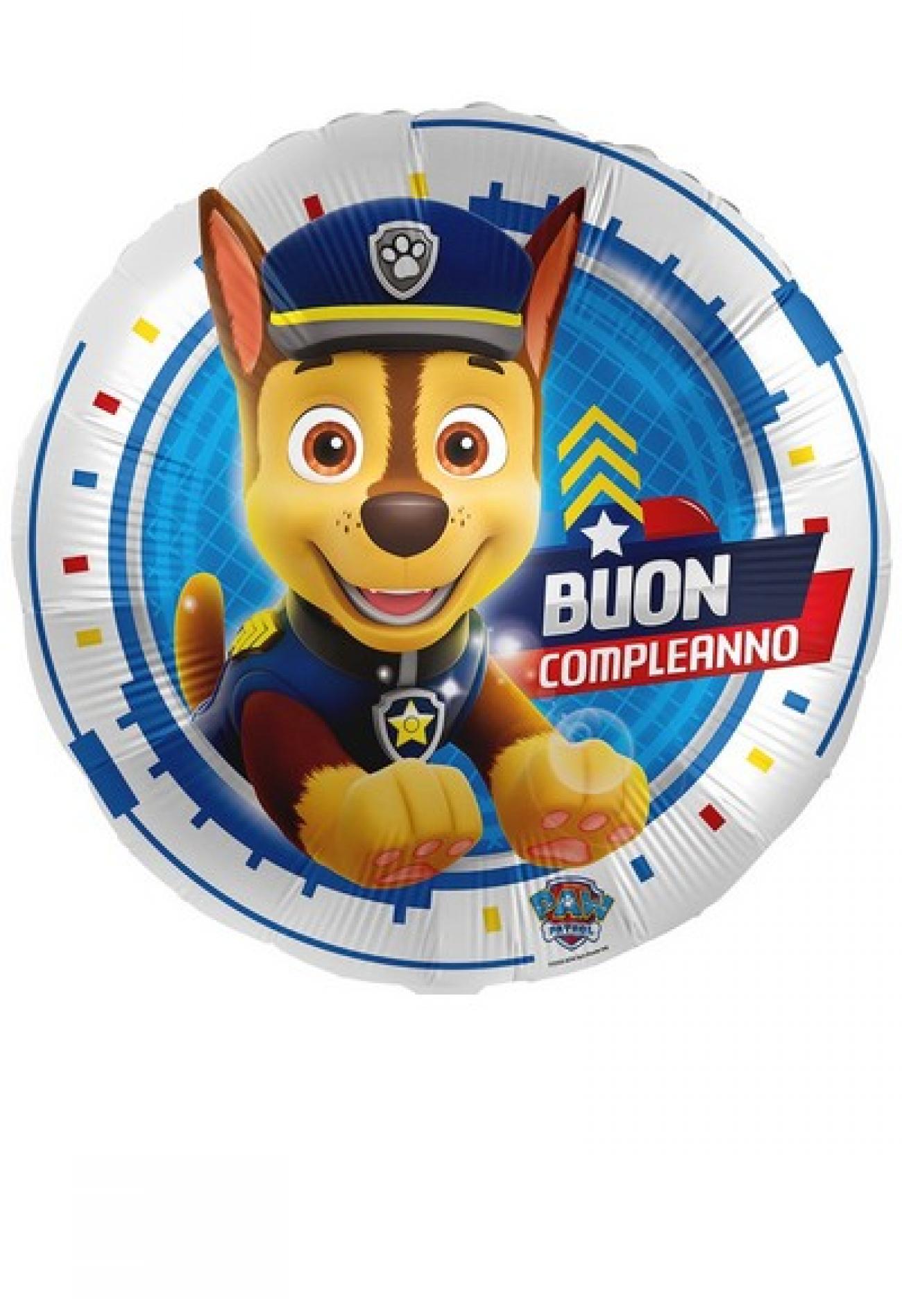 Pallone foil standard 17" - 42 cm Paw Patrol Chase Buon Compleanno