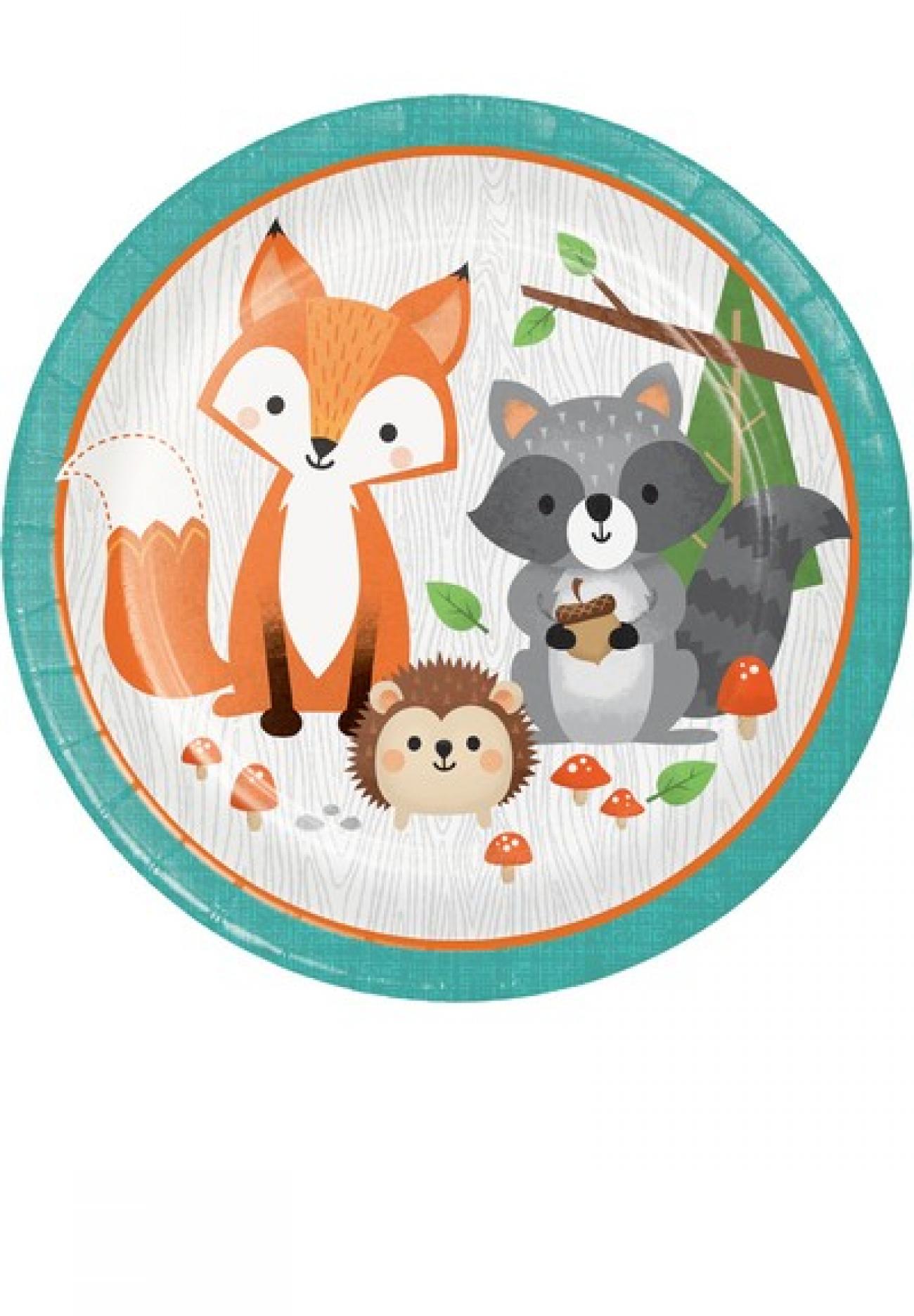 Piatto carta 23 cm Animali del Bosco 8pz