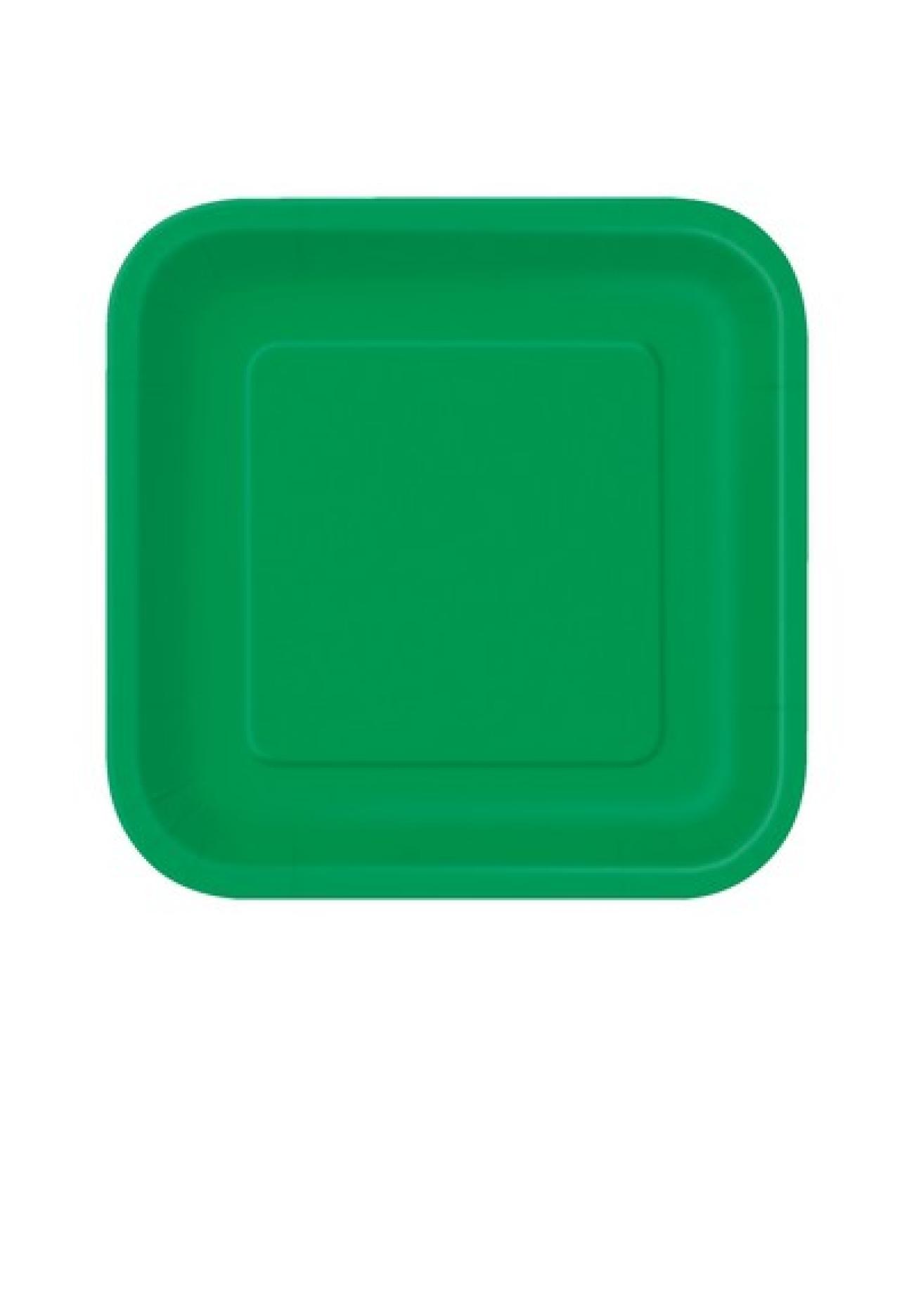 Piatto carta quadrato 18 cm Verde smeraldo - 16 pezzi