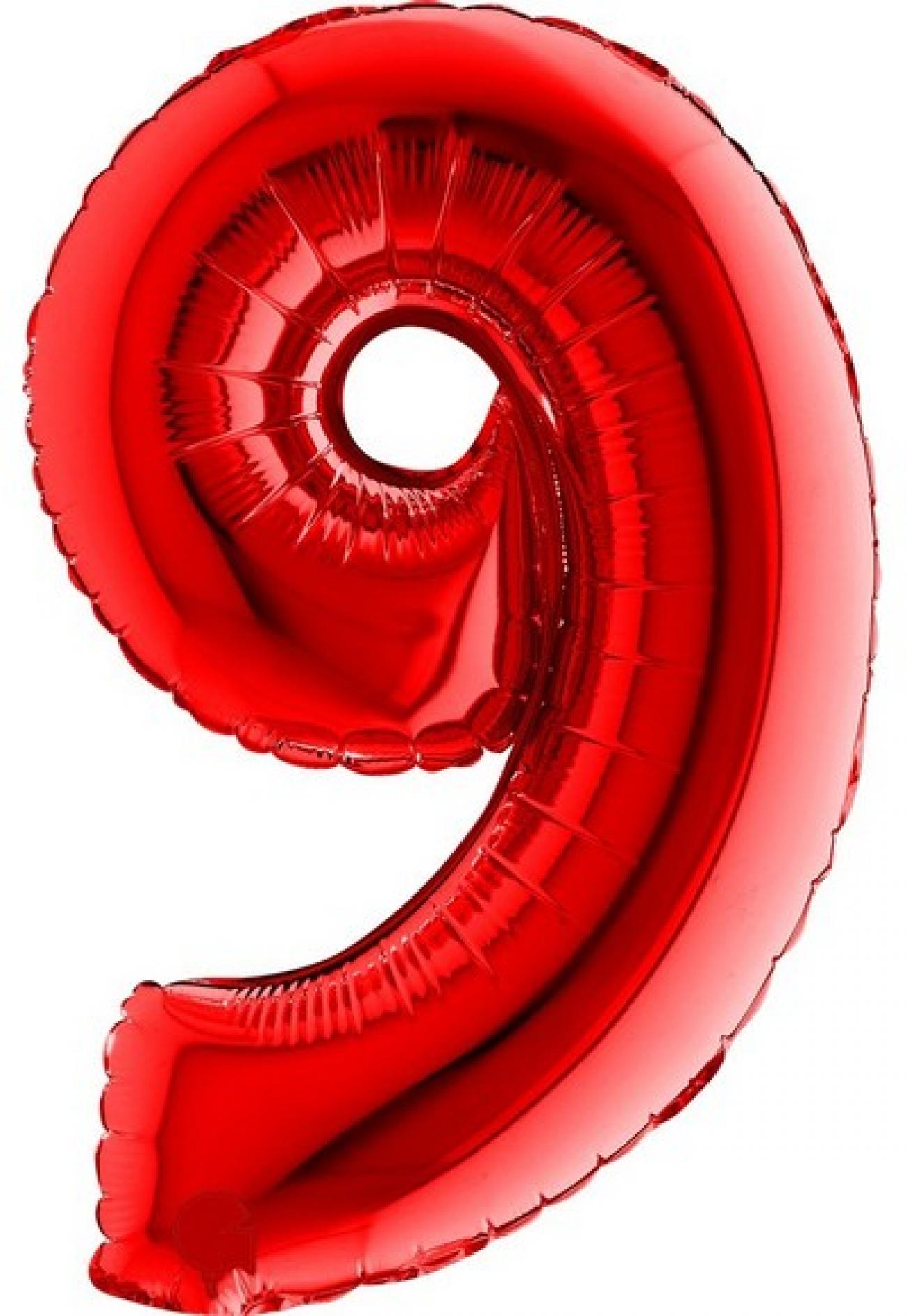 Pallone foil 14" - 36 cm Numero 9 Rosso Q