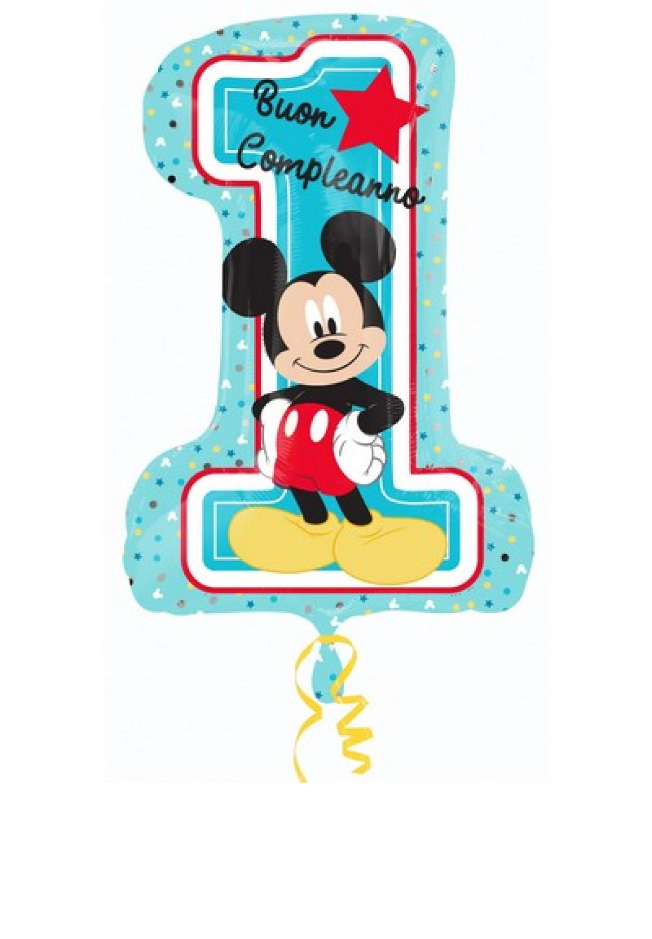 Pallone foil Supershape 48 x 71 cm Mickey Buon 1 Compleanno