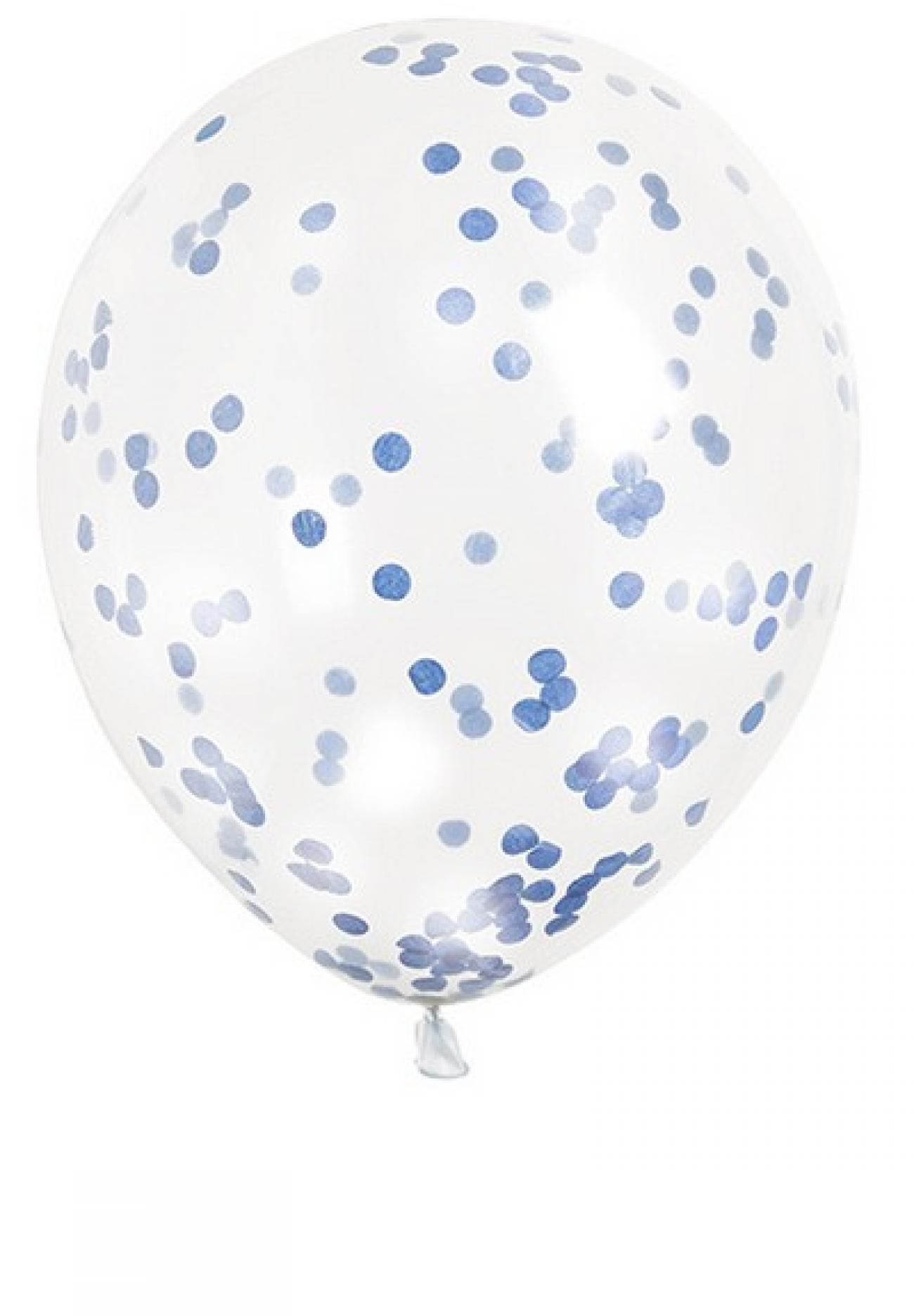 Pallone lattice 12" - 30 trasparente con confetti blu