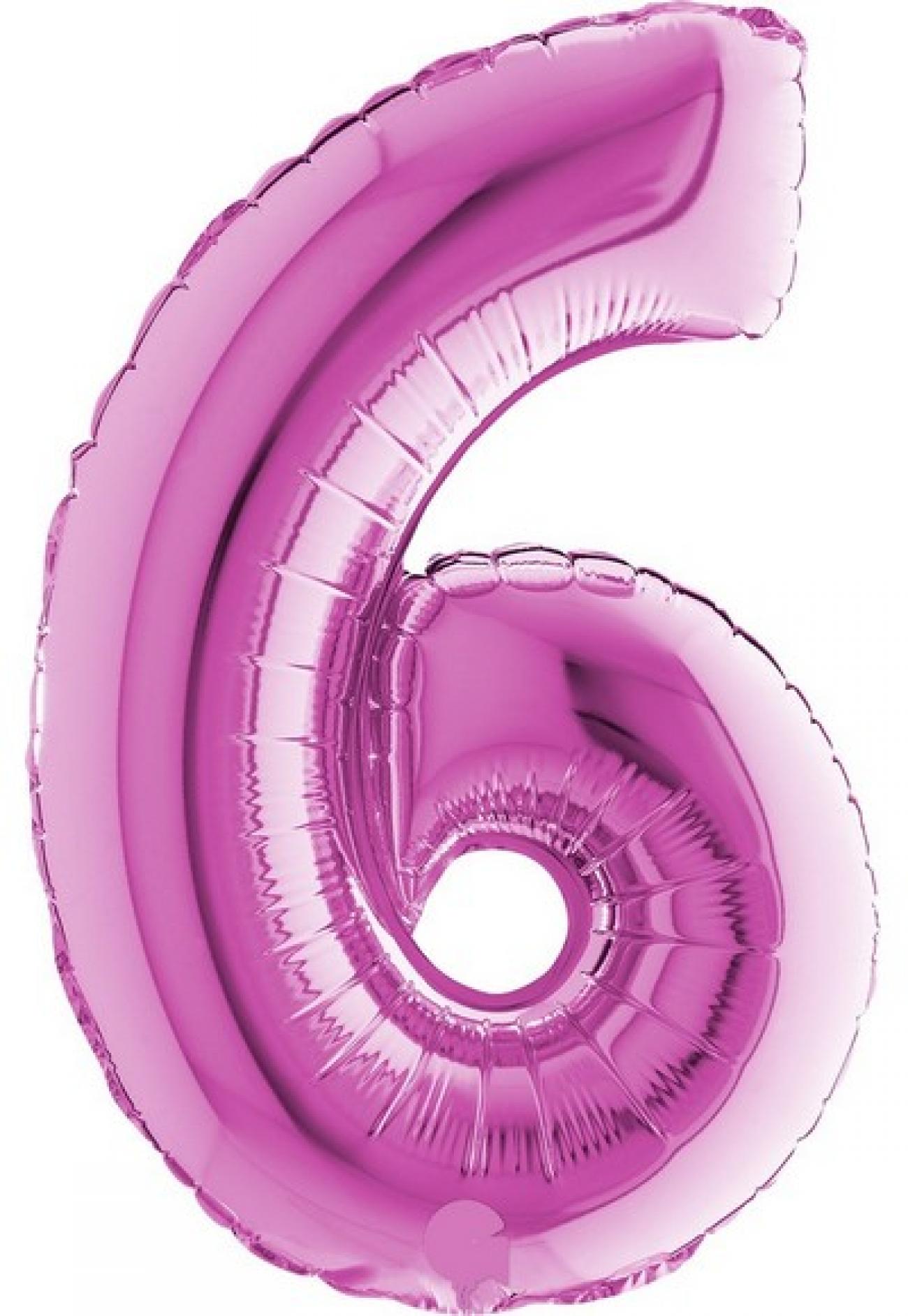 Pallone foil 14" - 36 cm Numero 6 Magenta Q