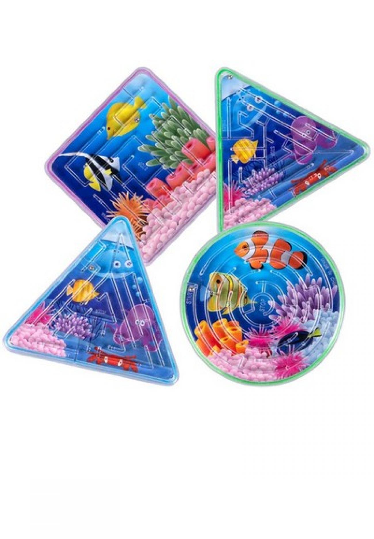 Set 4 Giochi Labirinto Pesci 6,5 x 6,5 cm, 4 modelli assortiti