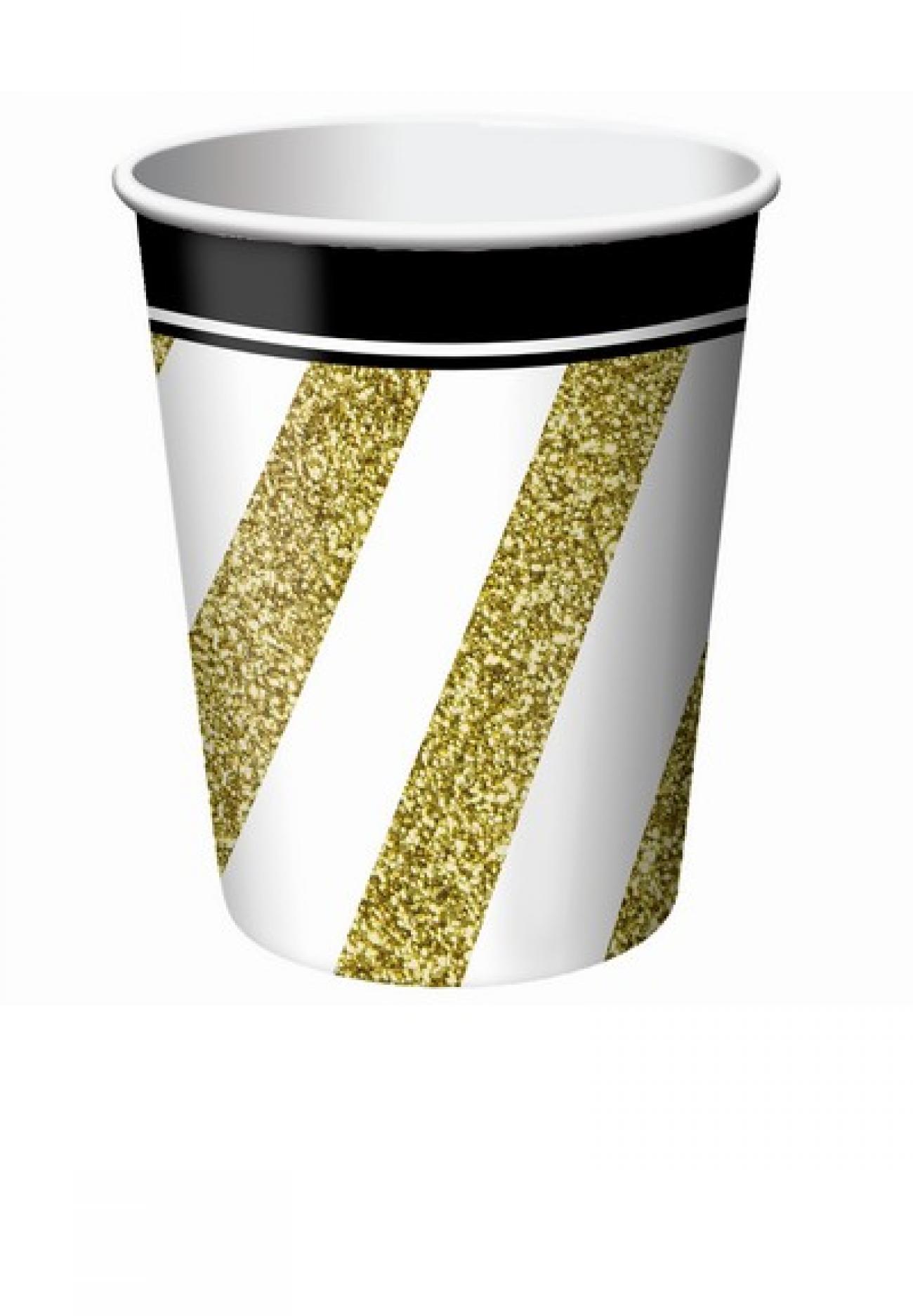 Bicchiere carta 266 ml Black & Gold 8 pz