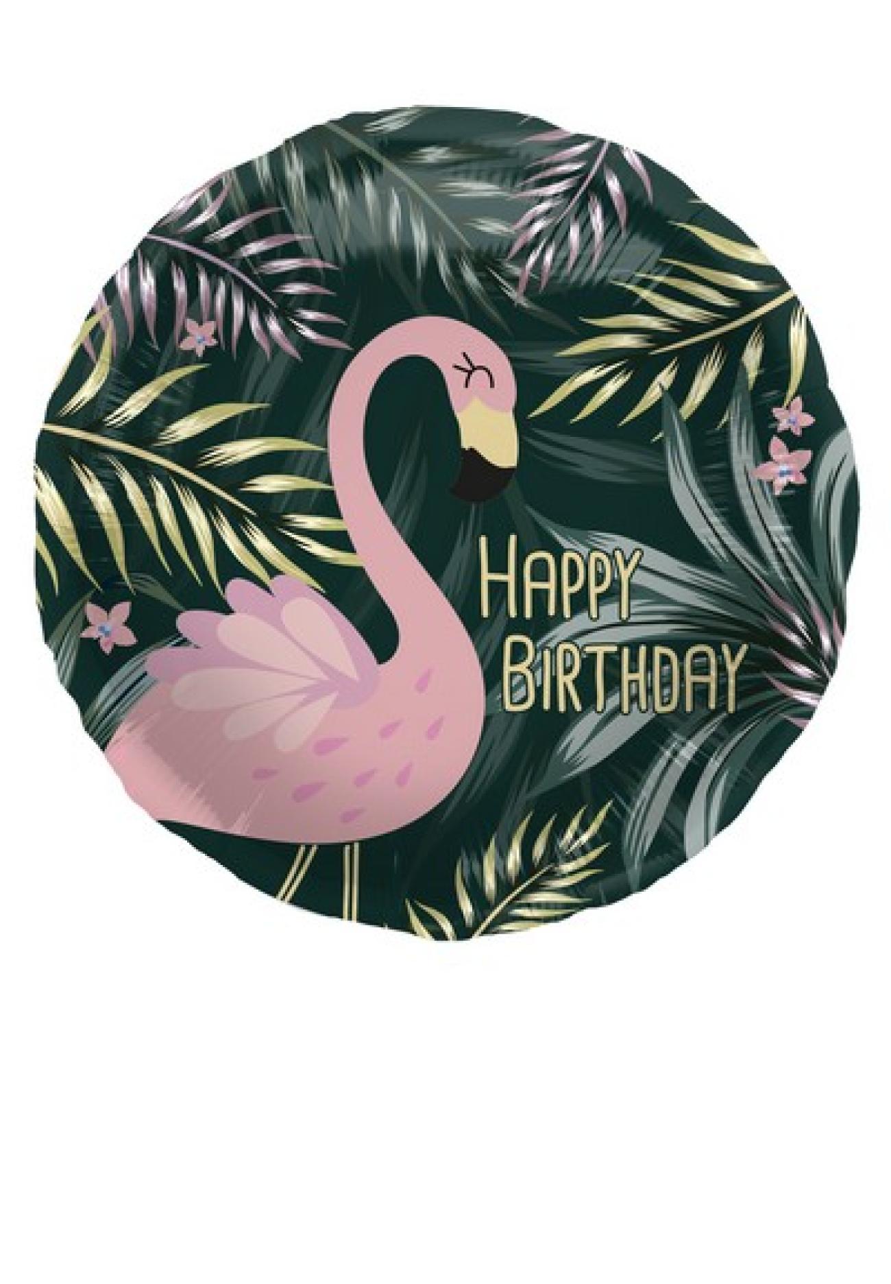 Pallone foil 18" - 45 cm Birthday Tropical Flamingo