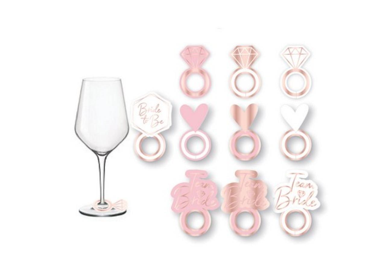 Set 8 segnabicchieri rose gold 5x2,9 cm - 8 pezzi