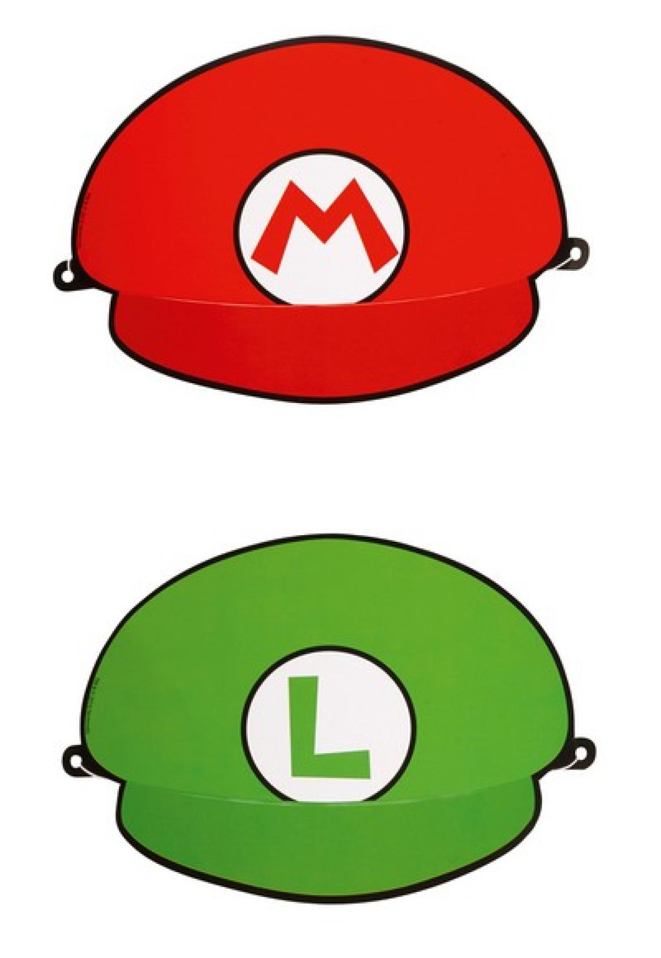 Cappello cartoncino Supermario - 8 pezzi