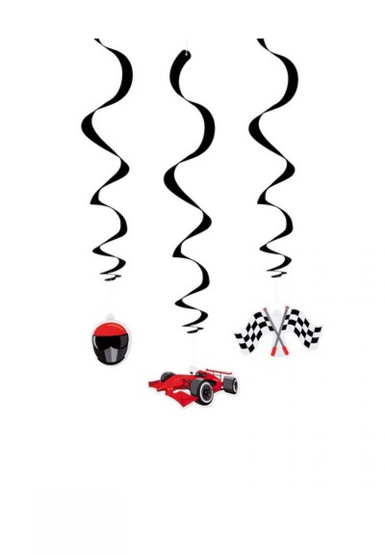 Set 3 decorazioni swirl H. 85 cm Speed Racing